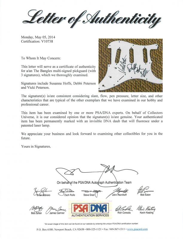 The Bangles (3) S. Hoffs, D. Peterson & V. Peterson Signed Guitar PSA/DNA V10738
