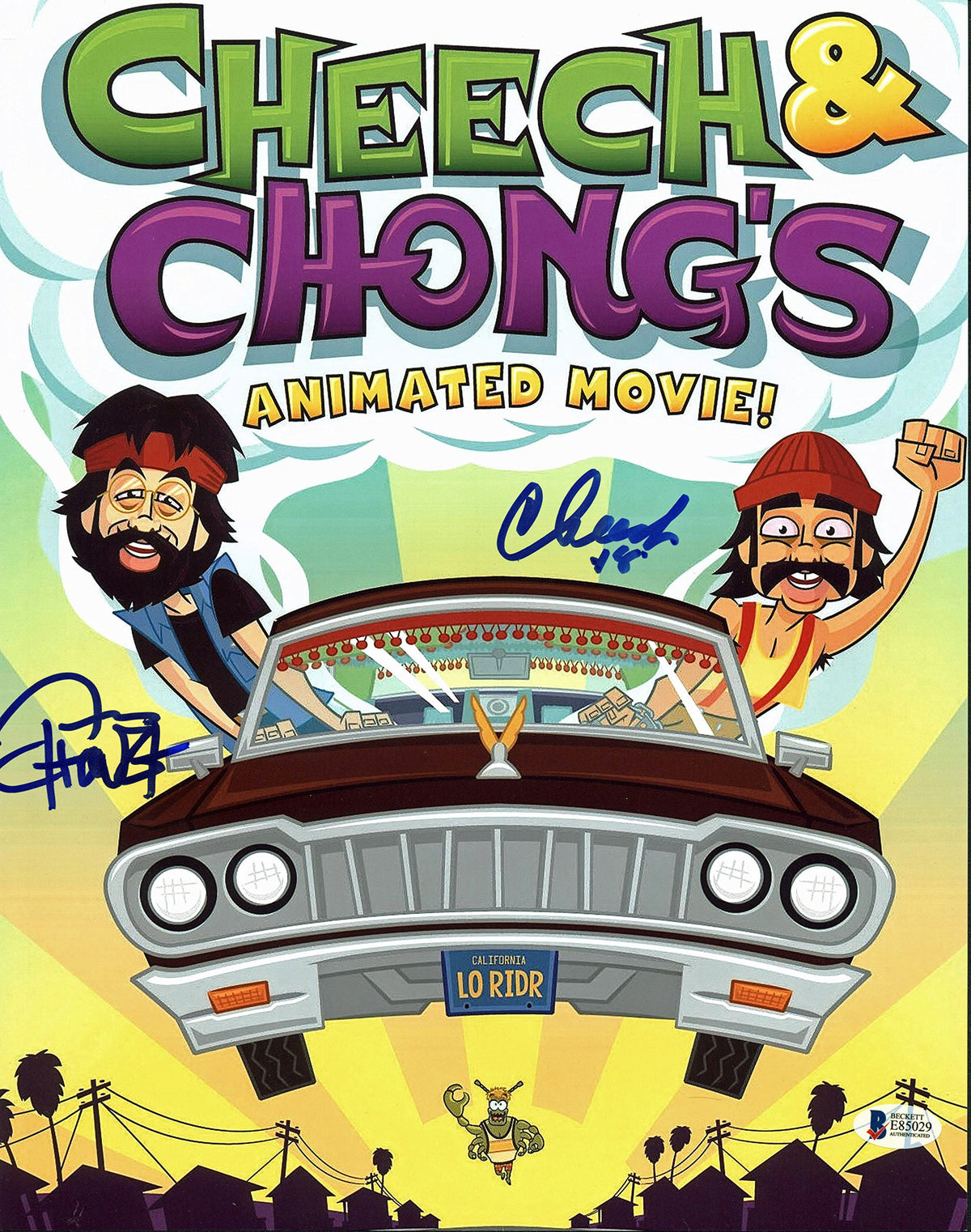 Cheech Marin & Tommy Chong Animated Movie Signed 11x14 Photo BAS #E85029
