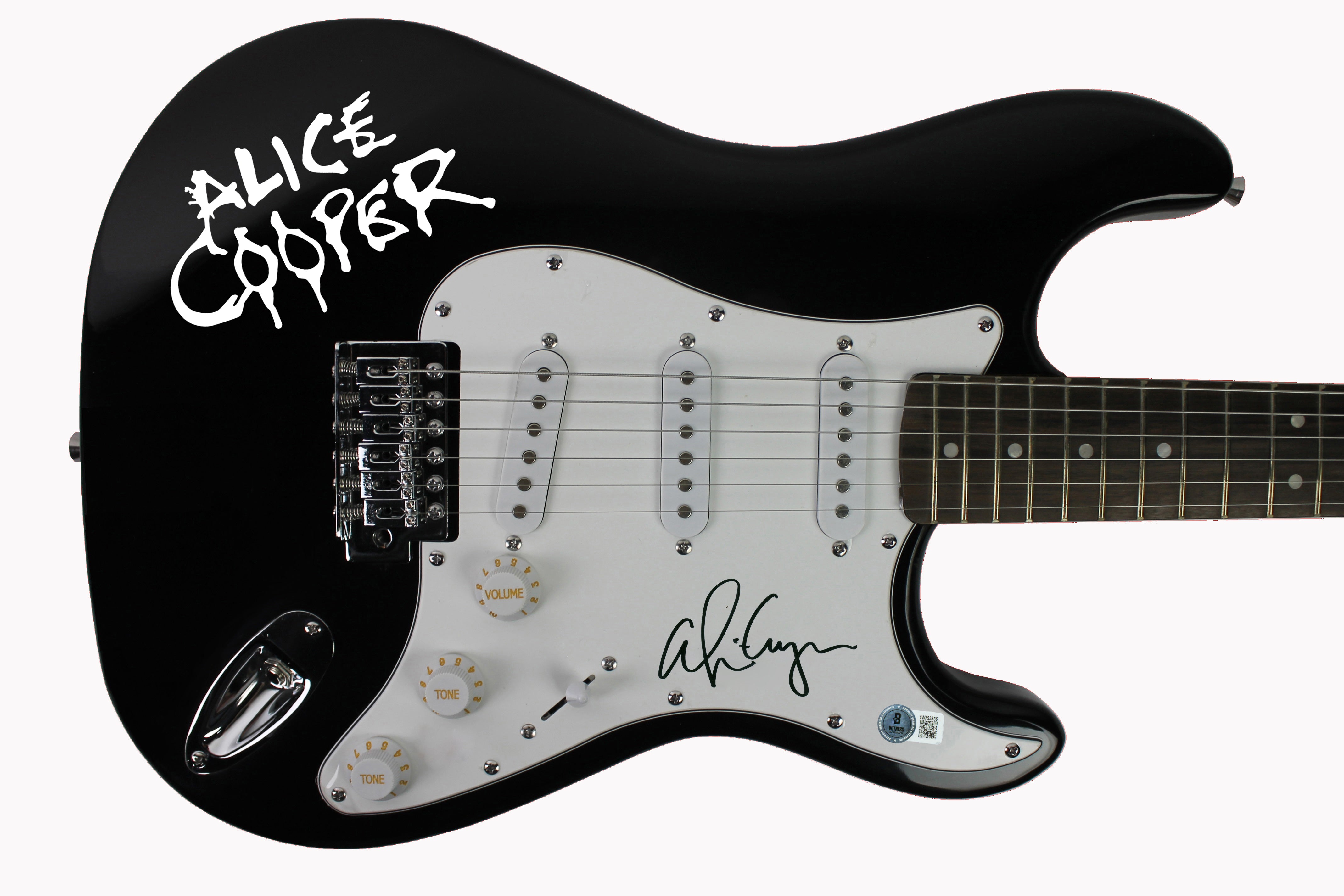 ** HOLIDAY DOORBUSTER ** Alice Cooper Authentic Signed Black Electric Guitar w/ Decal Autographed BAS Wit