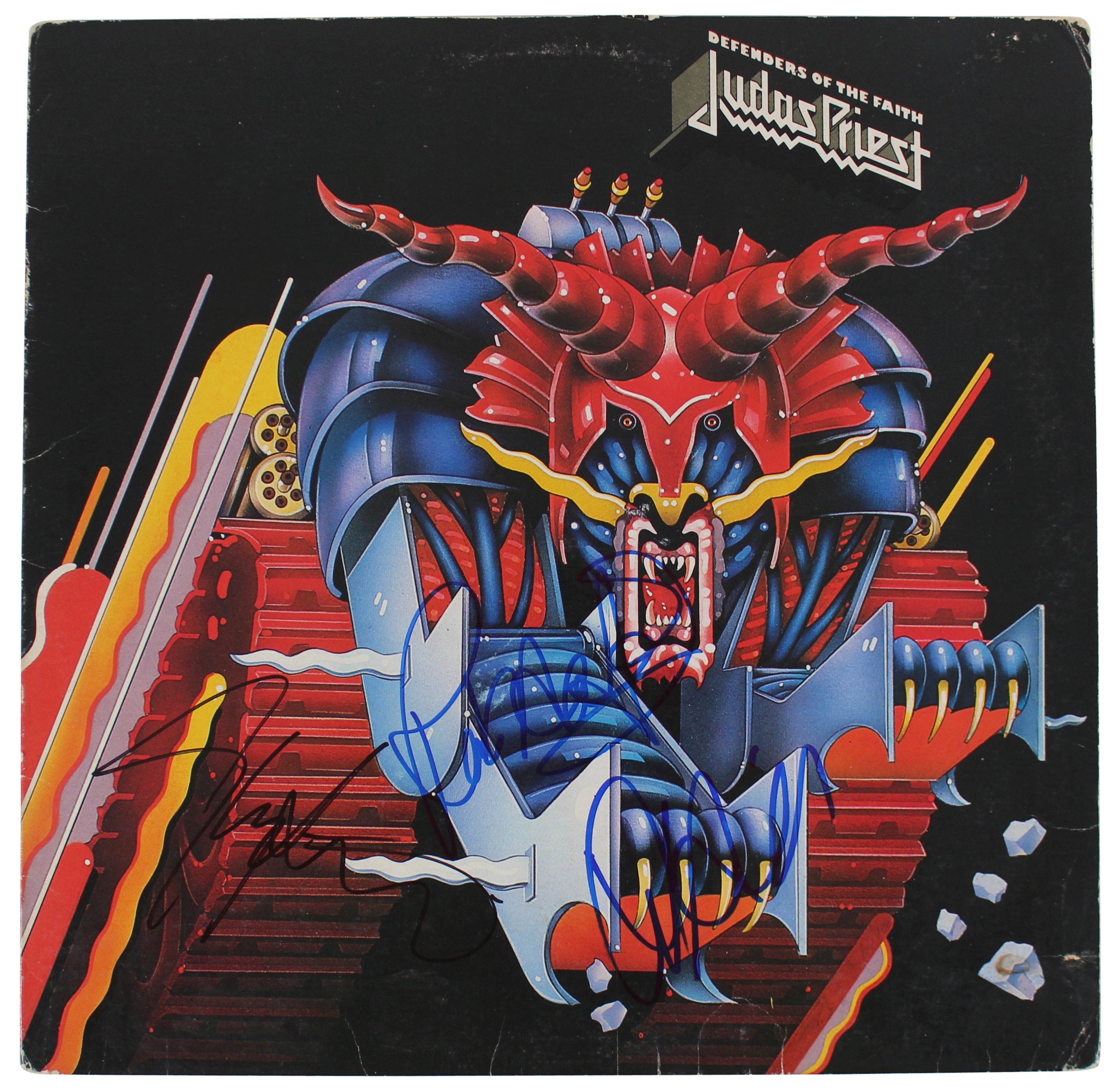Judas Priest (3) Halford, Hill & Tipton Signed Album Cover BAS #AB77966