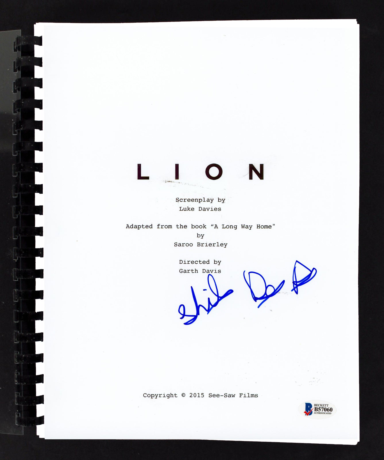 Sunny Pawar Lion Authentic Signed Movie Script Autographed BAS #B57060