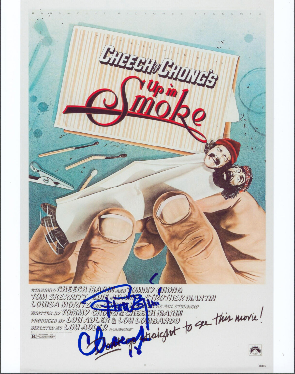 Cheech Marin & Tommy Chong Up in Smoke Authentic Signed 8.5x11 Photo BAS #E85519