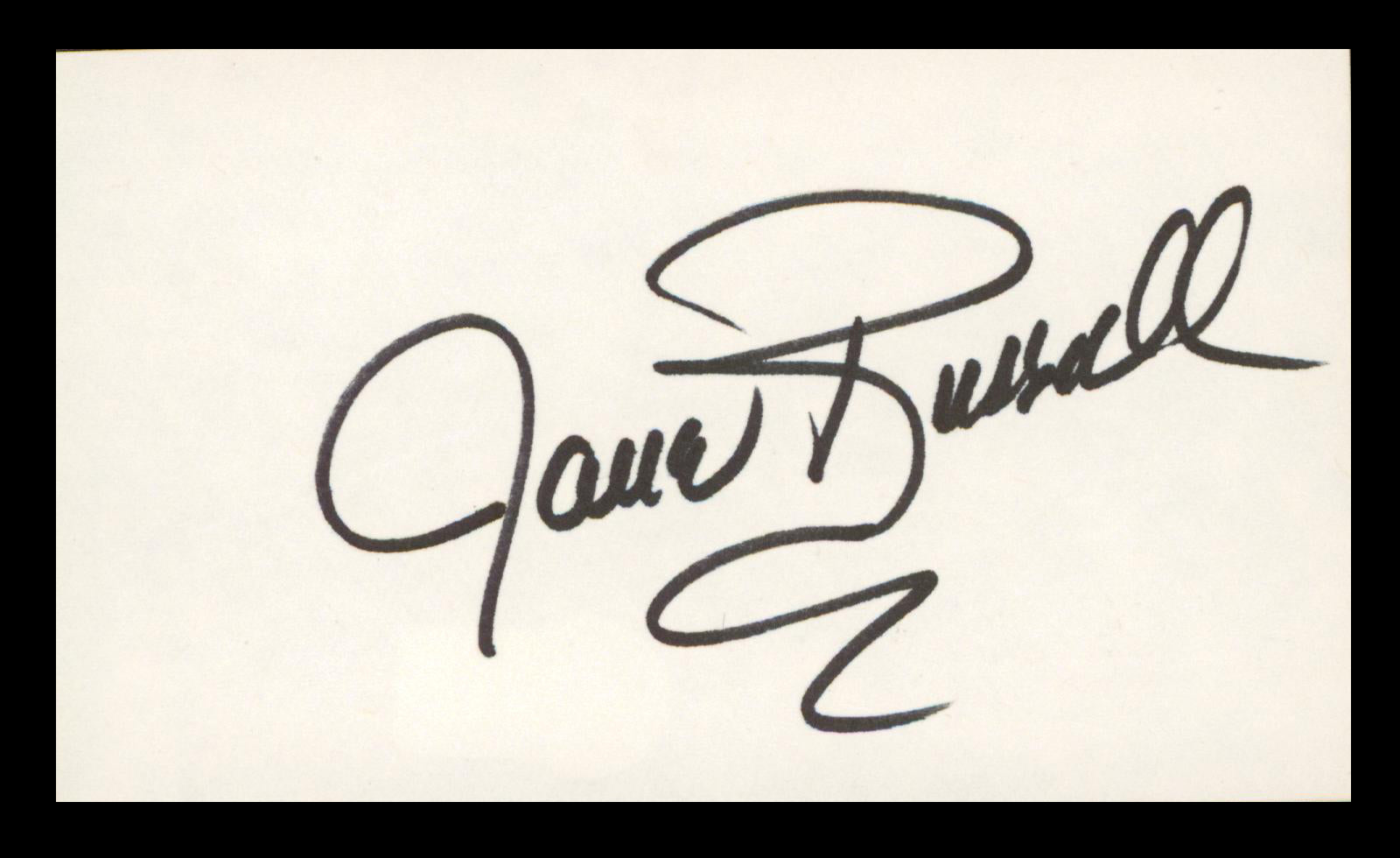 Jane Russell Gentlemen Prefer Blondes Signed 3x5 Index Card BAS #BP00910