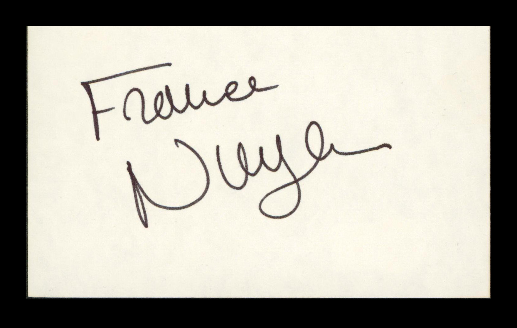 France Nuyen South Pacific Authentic Signed 3x5 Index Card BAS #BP00913