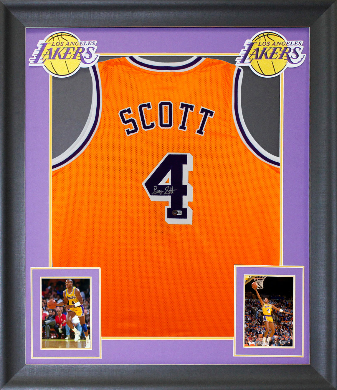 Byron Scott Authentic Signed Yellow Pro Style Framed Jersey BAS Witnessed