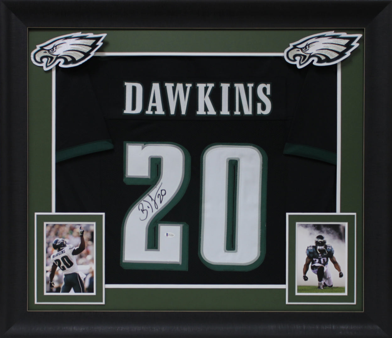 Brian Dawkins Authentic Signed Black Pro Style Framed Jersey BAS Witnessed