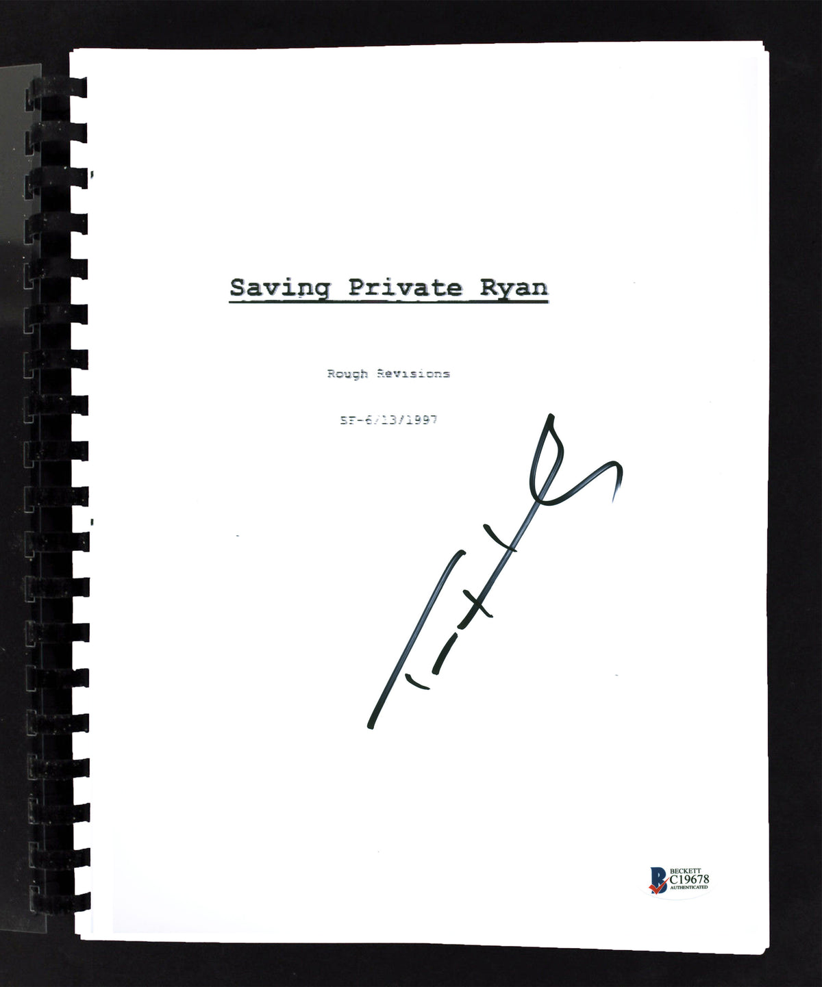 Tom Hanks Saving Private Ryan Authentic Signed Replica Movie Script BAS #C19678