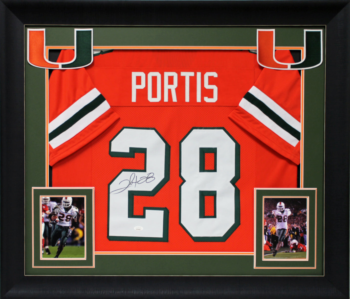 Miami Clinton Portis Authentic Signed Orange Pro Style Framed Jersey JSA Witness