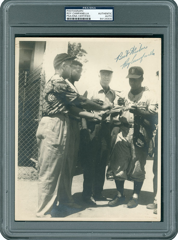 Dodgers Roy Campanella "Best Wishes" Signed Pre-Accident 8x10 Photo PSA Slabbed