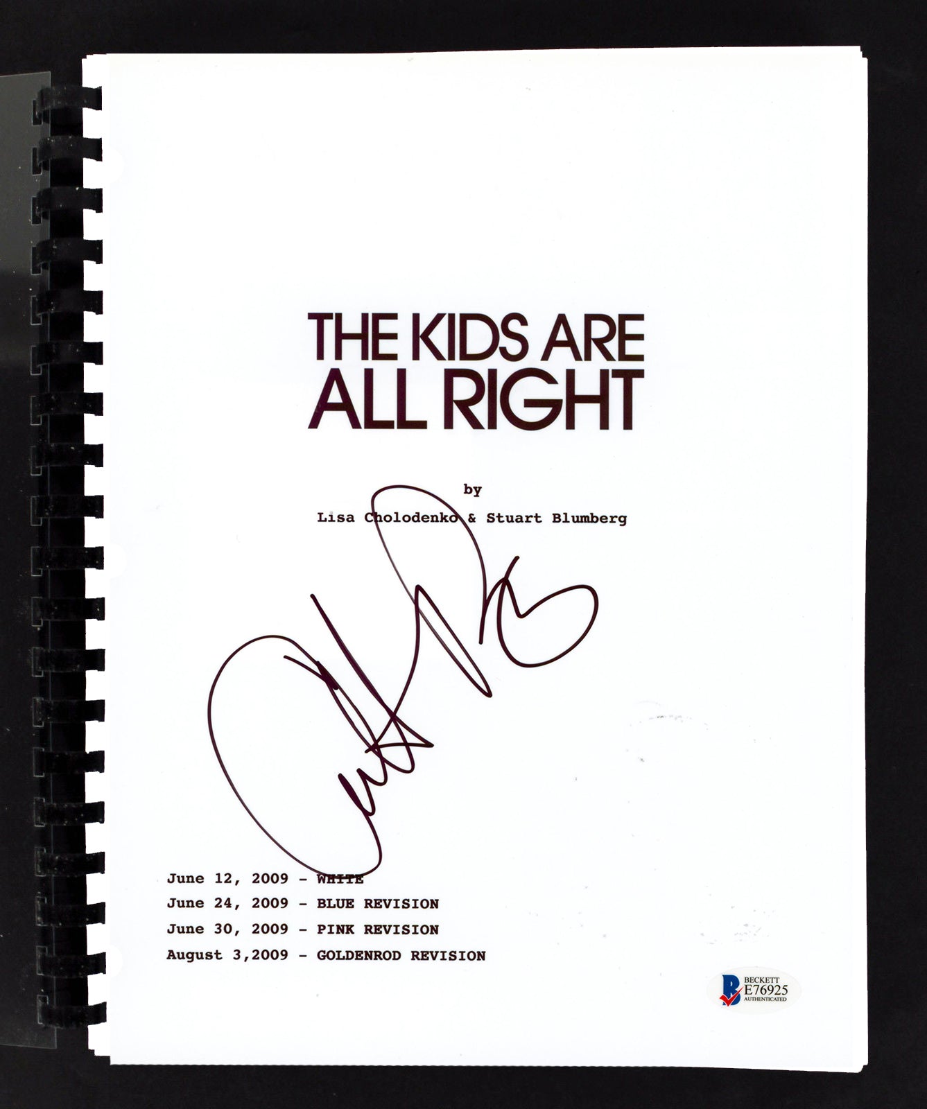 Annette Bening The Kids Are All Right Authentic Signed Movie Script BAS #E76925