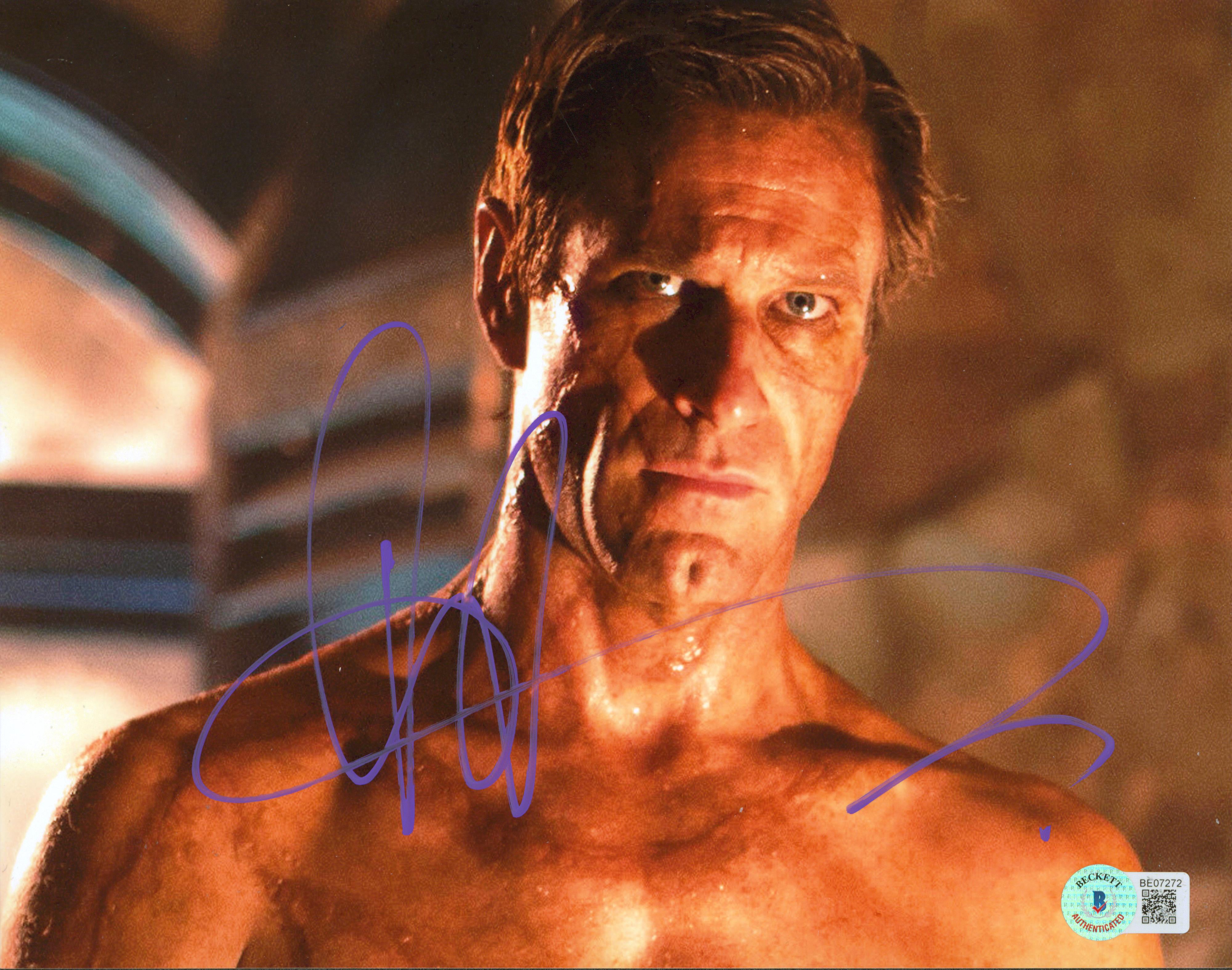 Aaron Eckhart Batman The Dark Knight Signed 8x10 Photo w/ Purple Sig BAS 6