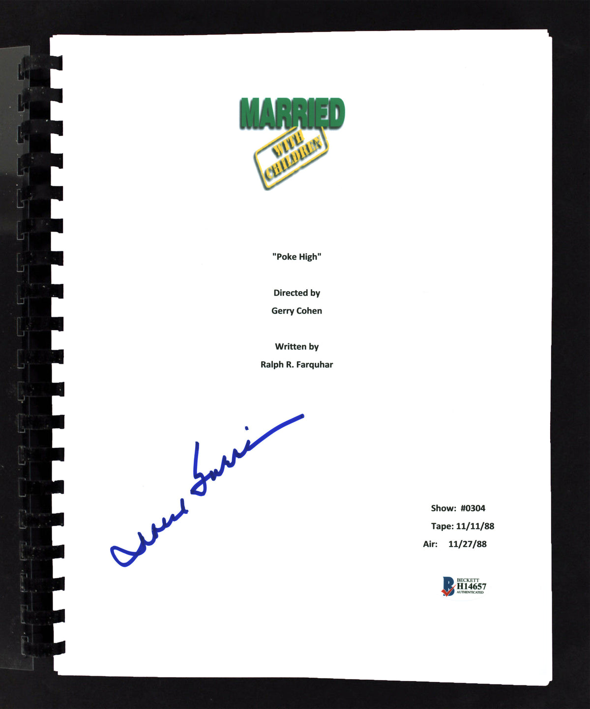 David Garrison Married With Children Signed "Polk High" Tv Script BAS #H14657