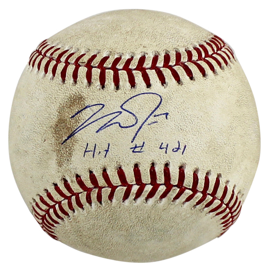 Angels Mike Trout "Hit #421" Signed 4/18/14 Angels Vs Tigers GU OML Baseball MLB