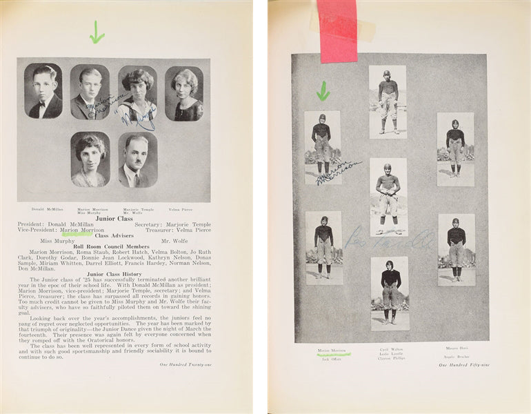 John Wayne Twice Signed 1924 Glendale Union High School Yearbook BAS #A72828