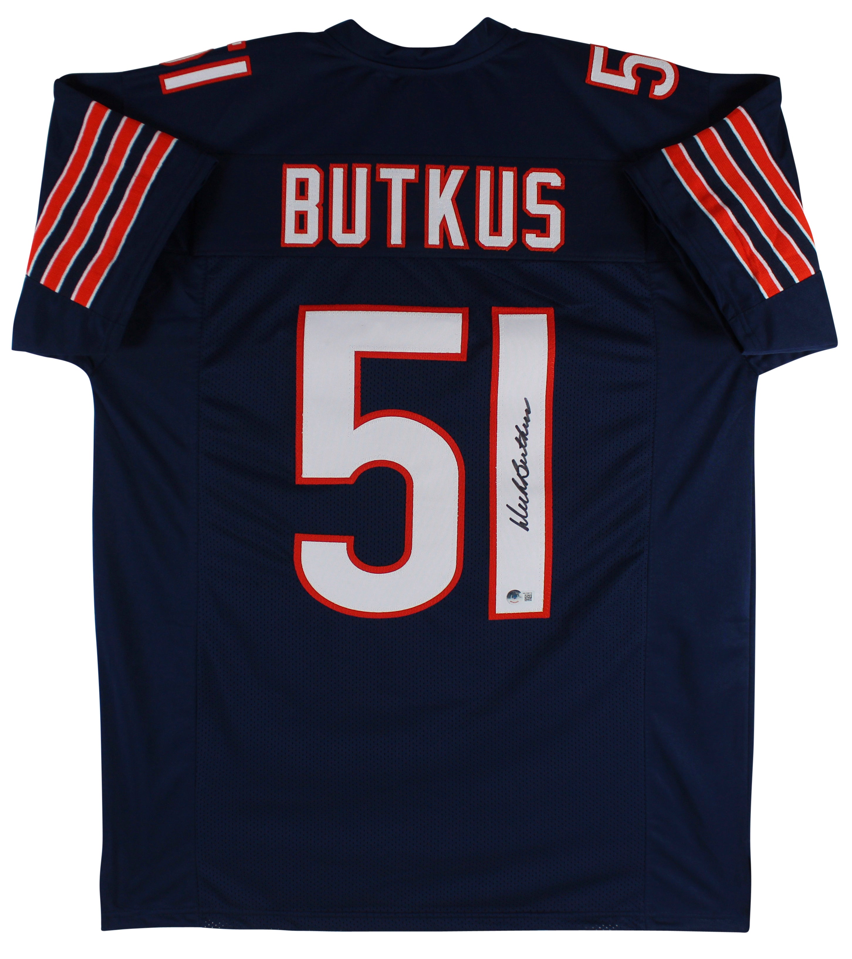 Dick Butkus Authentic Signed Navy Blue Pro Style Jersey Autographed BAS Witness