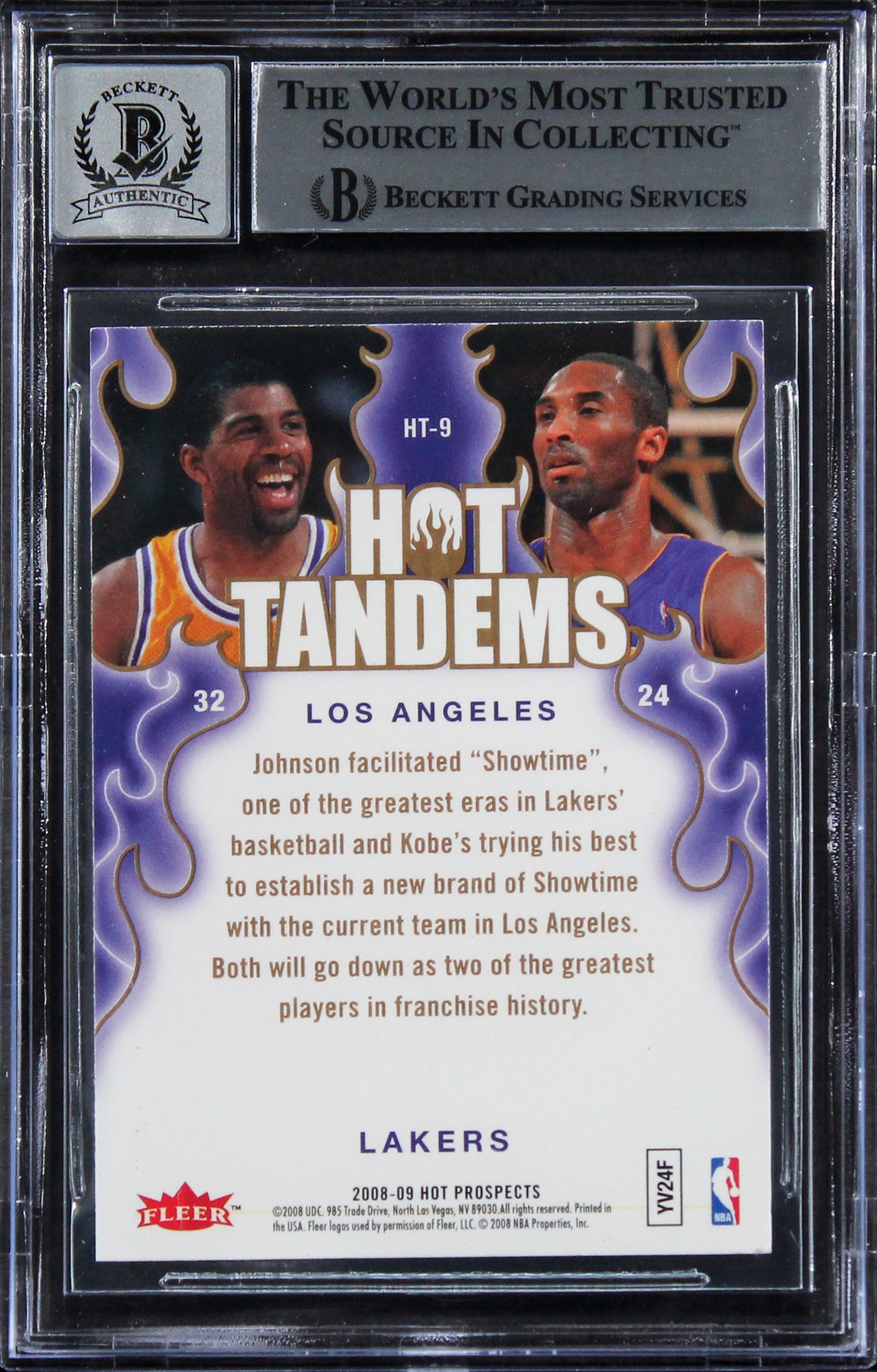 Lakers Magic Johnson Signed 2008 Hot Tandems #HT9 Card Auto 10! BAS Slabbed