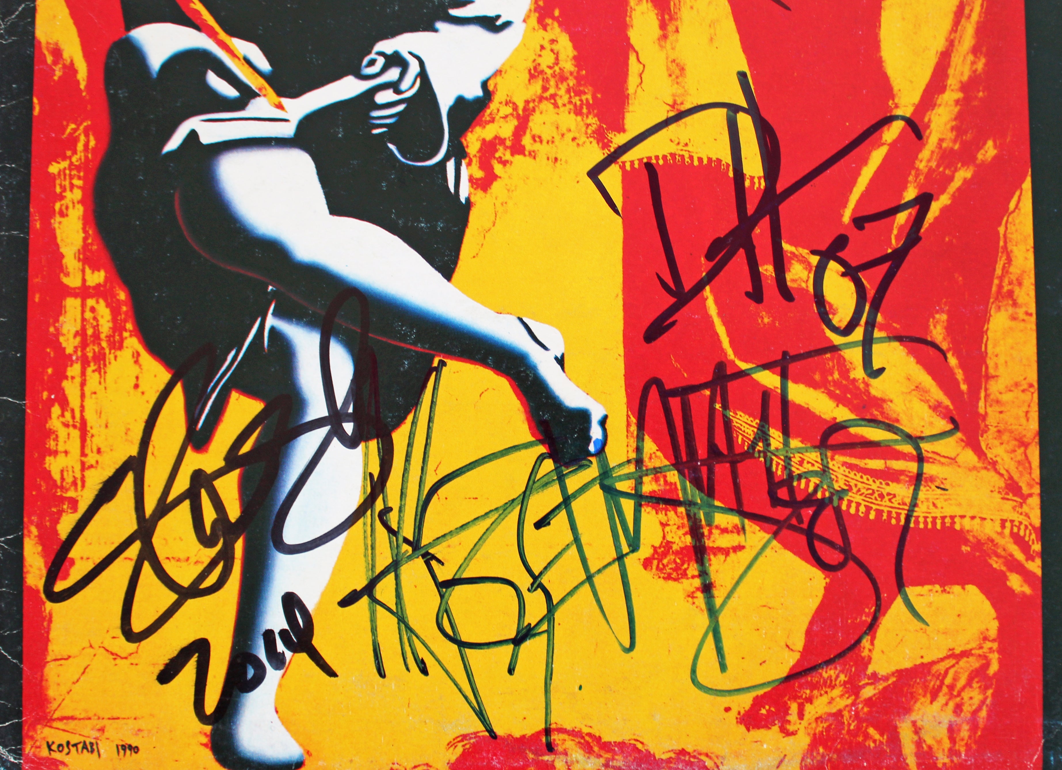 Guns N' Roses (5) Rose, Slash, Reed, Sorum, and McKagan Signed Album Cover PSA