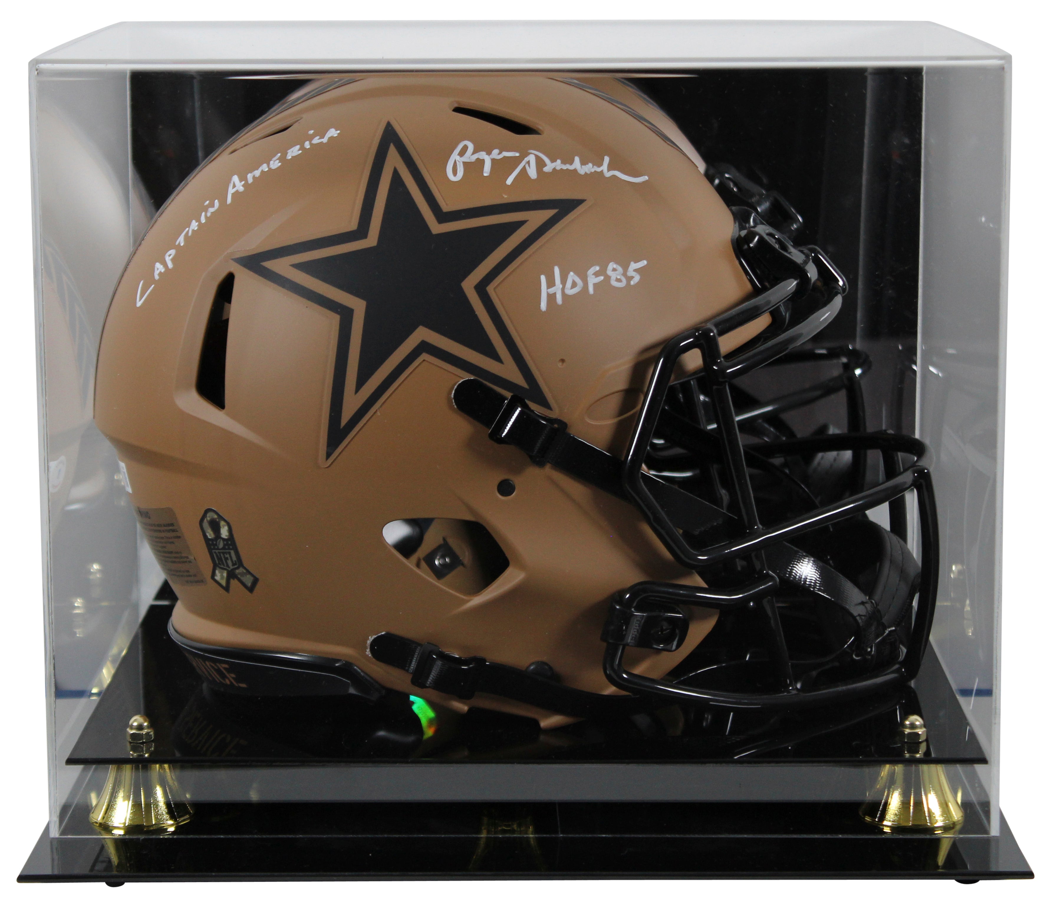 Roger Staubach "2x Insc" Signed STS II F/S Speed Proline Helmet w/ Case BAS Wit