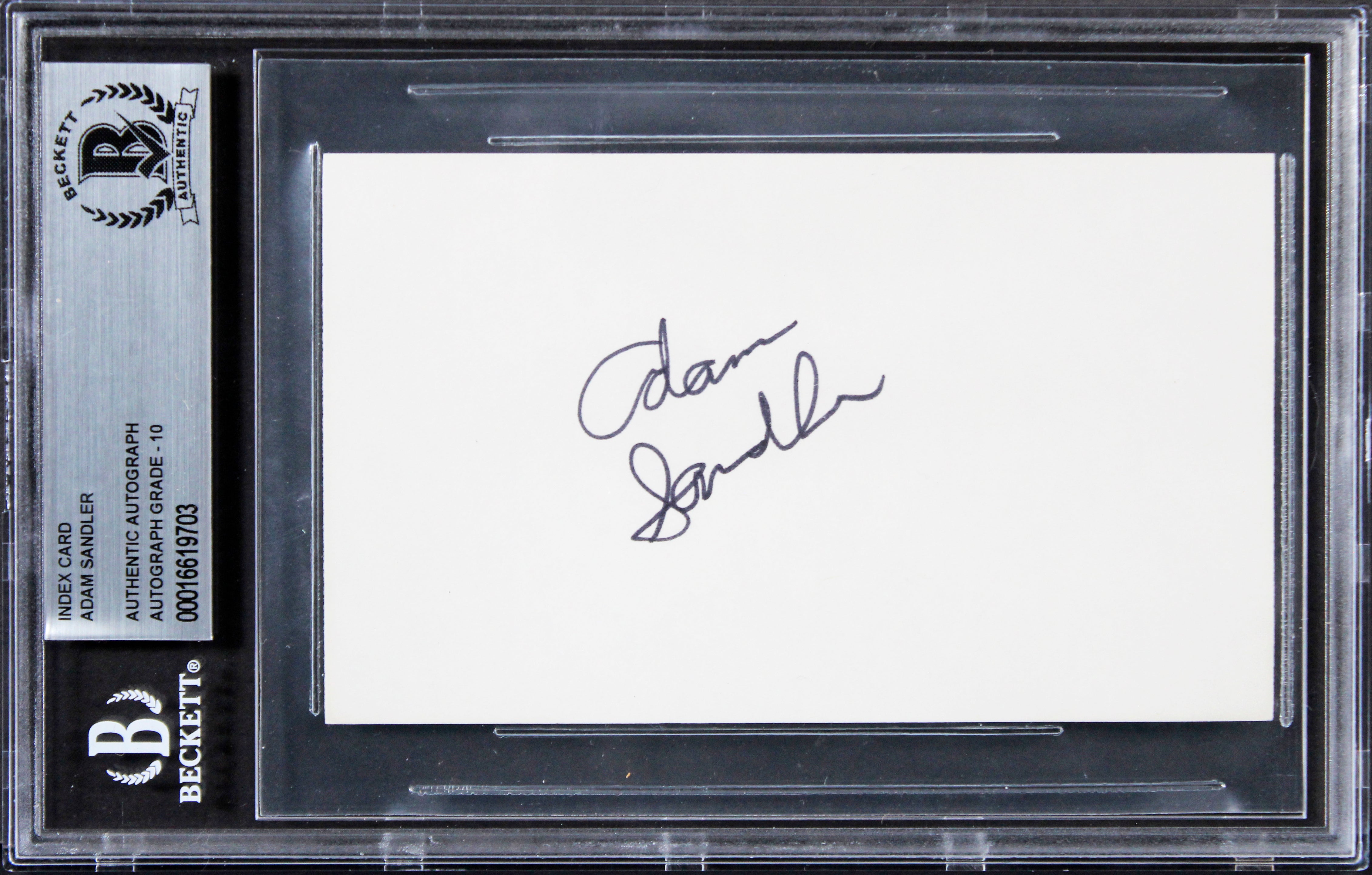 Adam Sandler Happy Gilmore Authentic Signed 3x5 Index Card Auto 10! BAS Slabbed