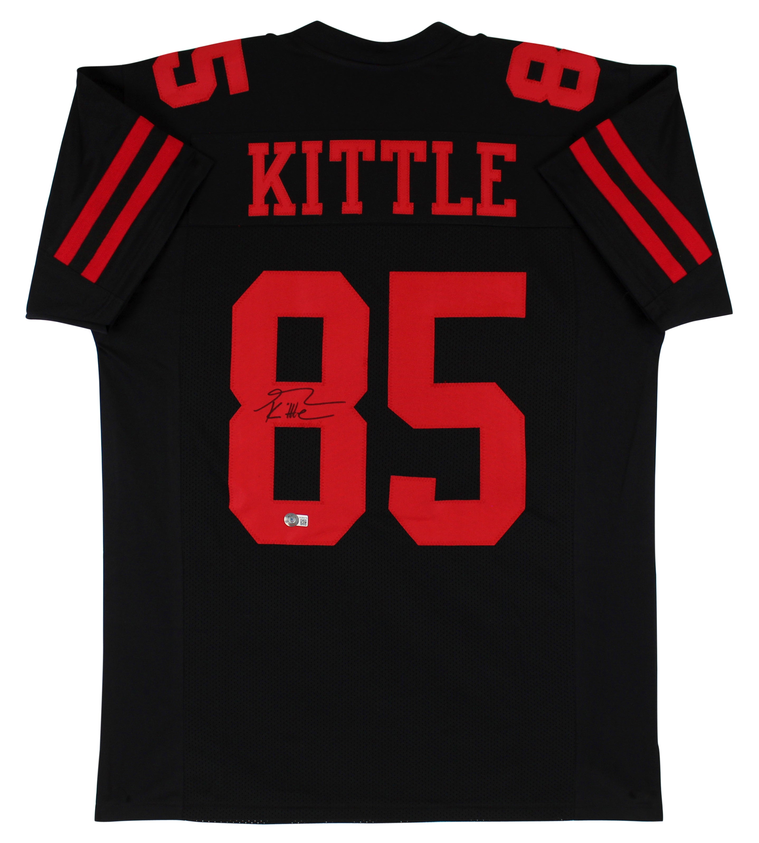 George Kittle Authentic Signed Black Pro Style Jersey w/ Red Numbers BAS Witness