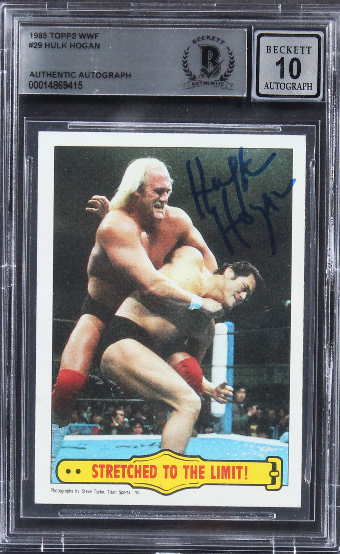 Hulk Hogan Authentic Signed 1985 Topps WWF #29 Rookie Card Auto 10! BAS Slabbed