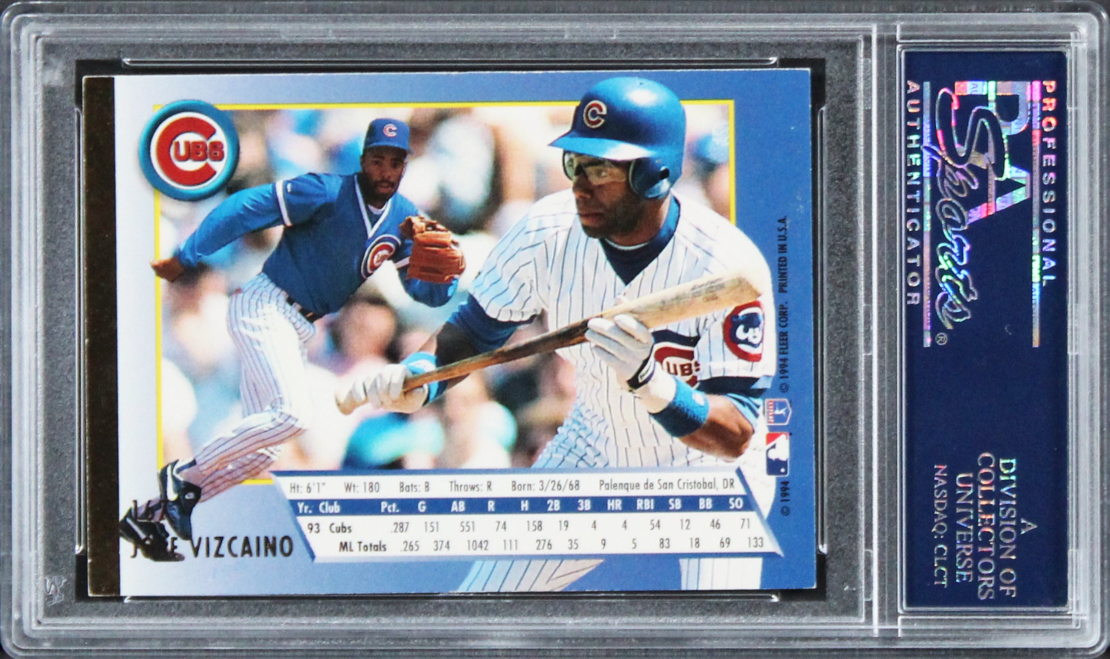 Cubs Jose Vizcaino Authentic Signed Card 1994 Ultra #167 PSA/DNA Slabbed