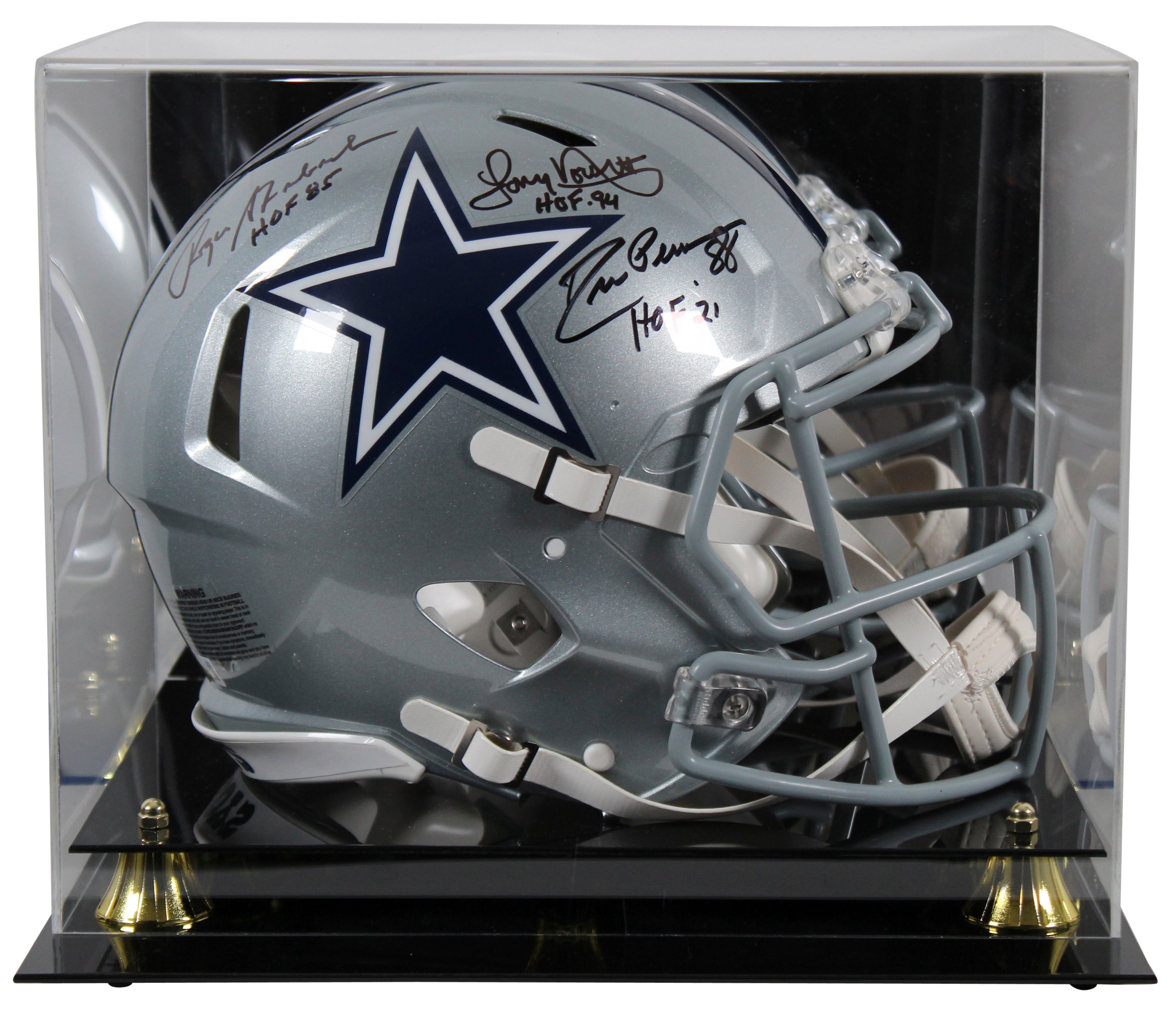 (3) Staubach, Dorsett & Pearson Signed F/S Speed Proline Helmet w/ Case BAS W 2