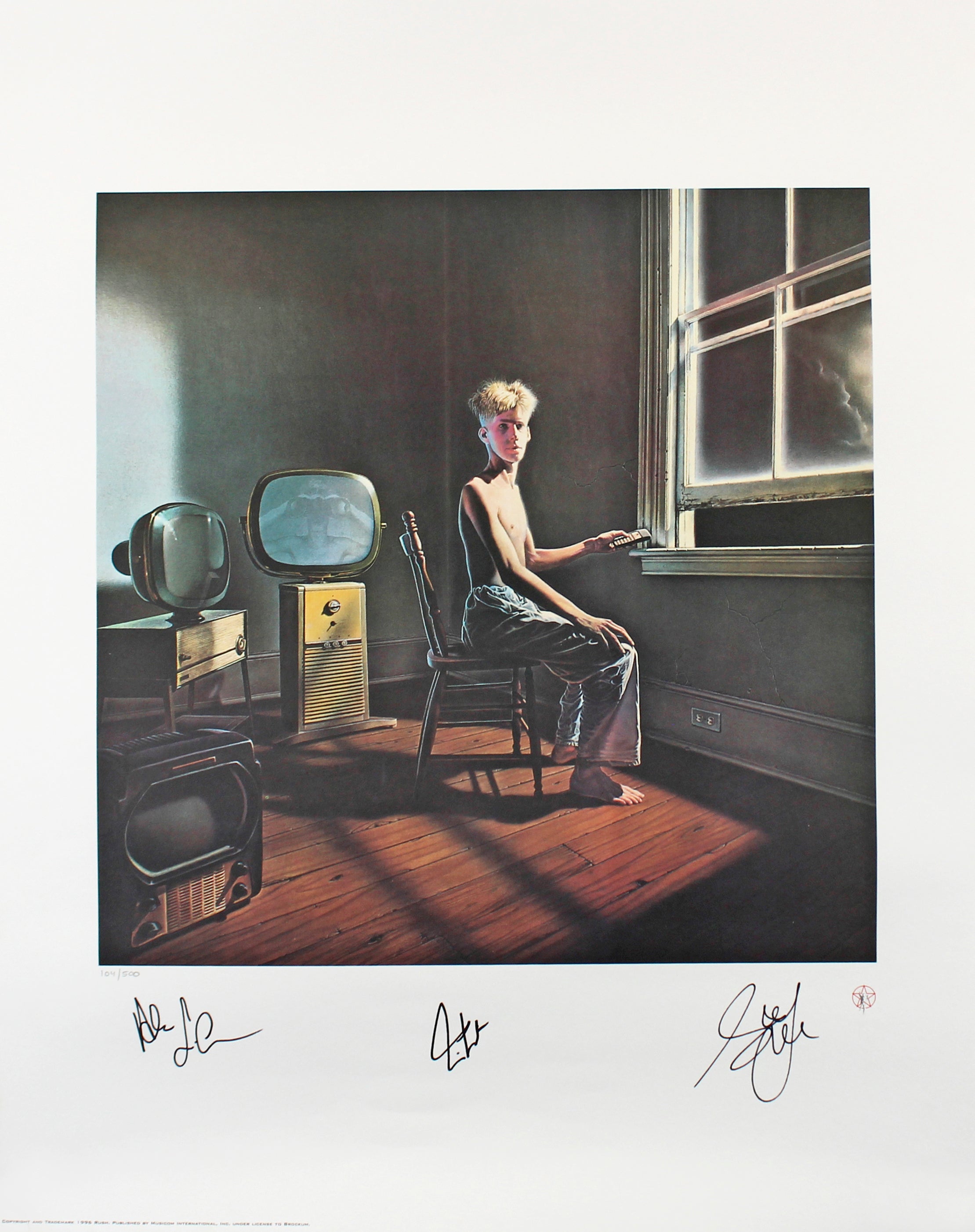 Rush (3) Lee, Peart & Lifeson Signed 22x28 LE #104/500 Power Windows Litho JSA