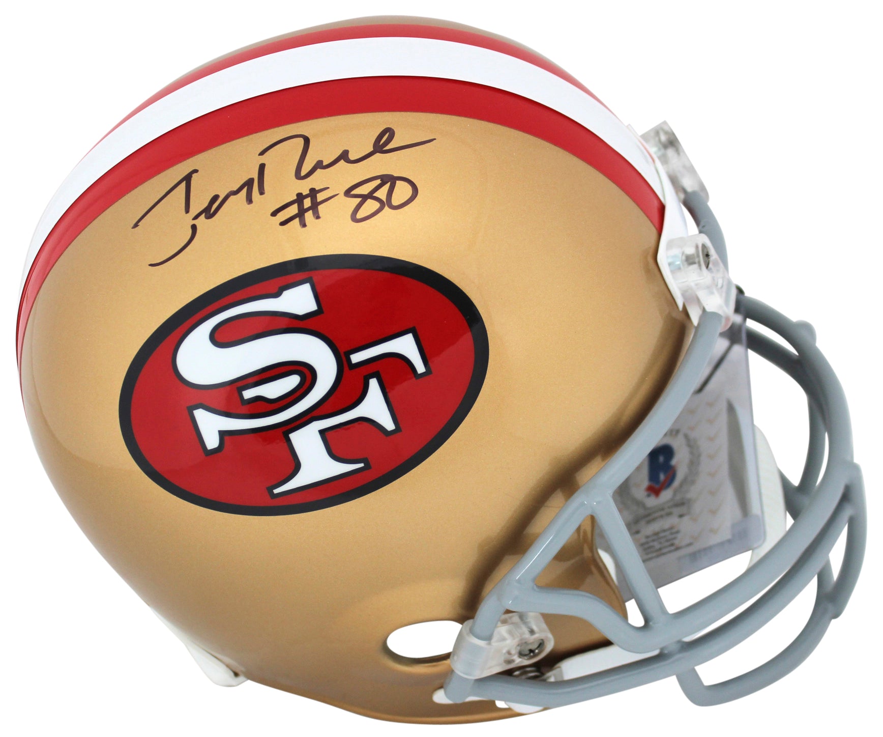 49ers Jerry Rice #80 Authentic Signed Full Size Rep Helmet BAS Witnessed
