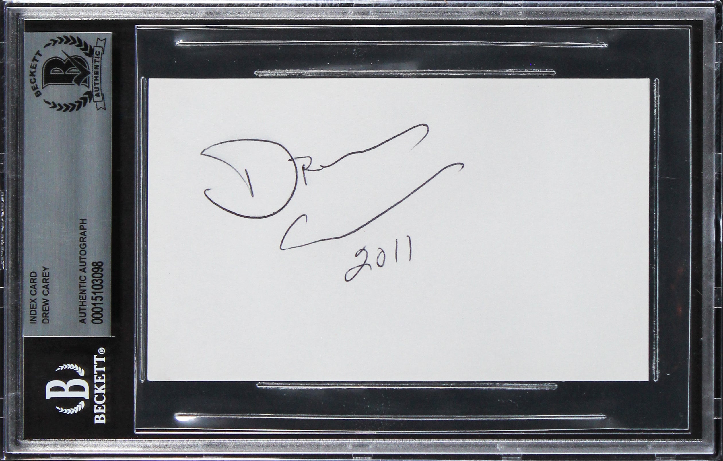 Drew Carey The Price Is Right "2011" Authentic Signed 3x5 Index Card BAS Slab 3