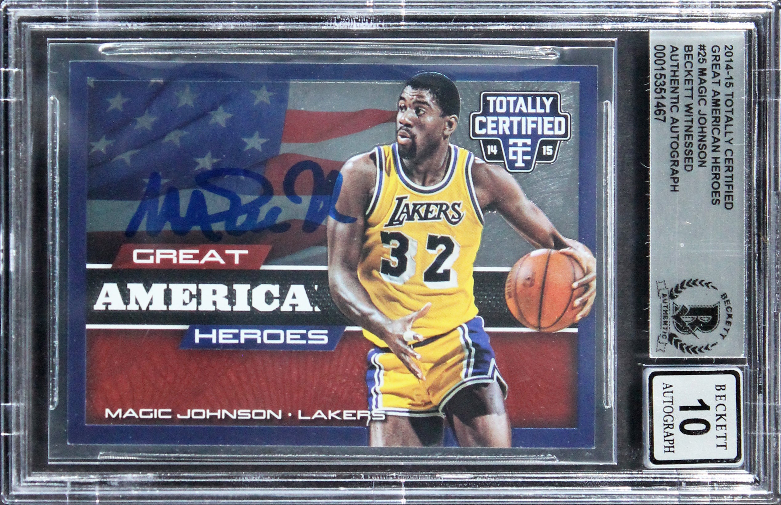 Magic Johnson Signed 2014 Totally Certified #25 239/299 Card Auto 10! BAS Slab