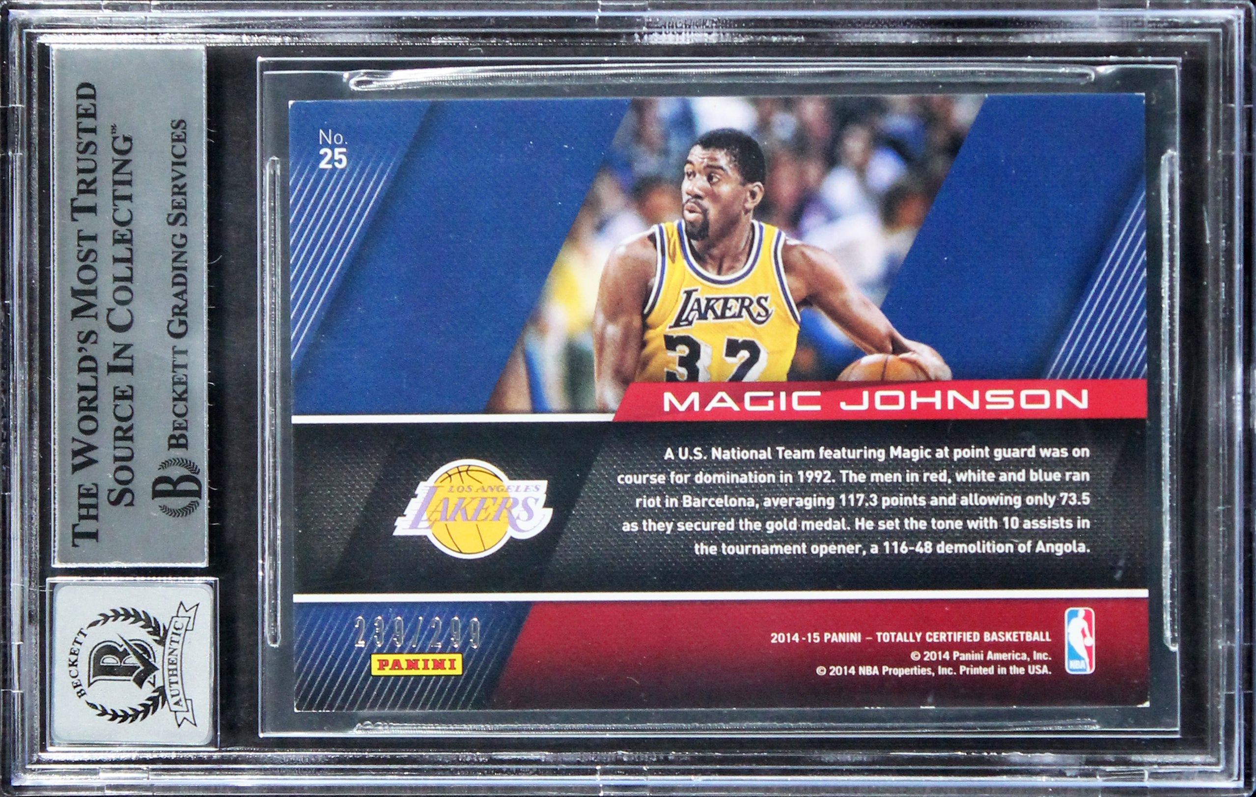 Magic Johnson Signed 2014 Totally Certified #25 239/299 Card Auto 10! BAS Slab