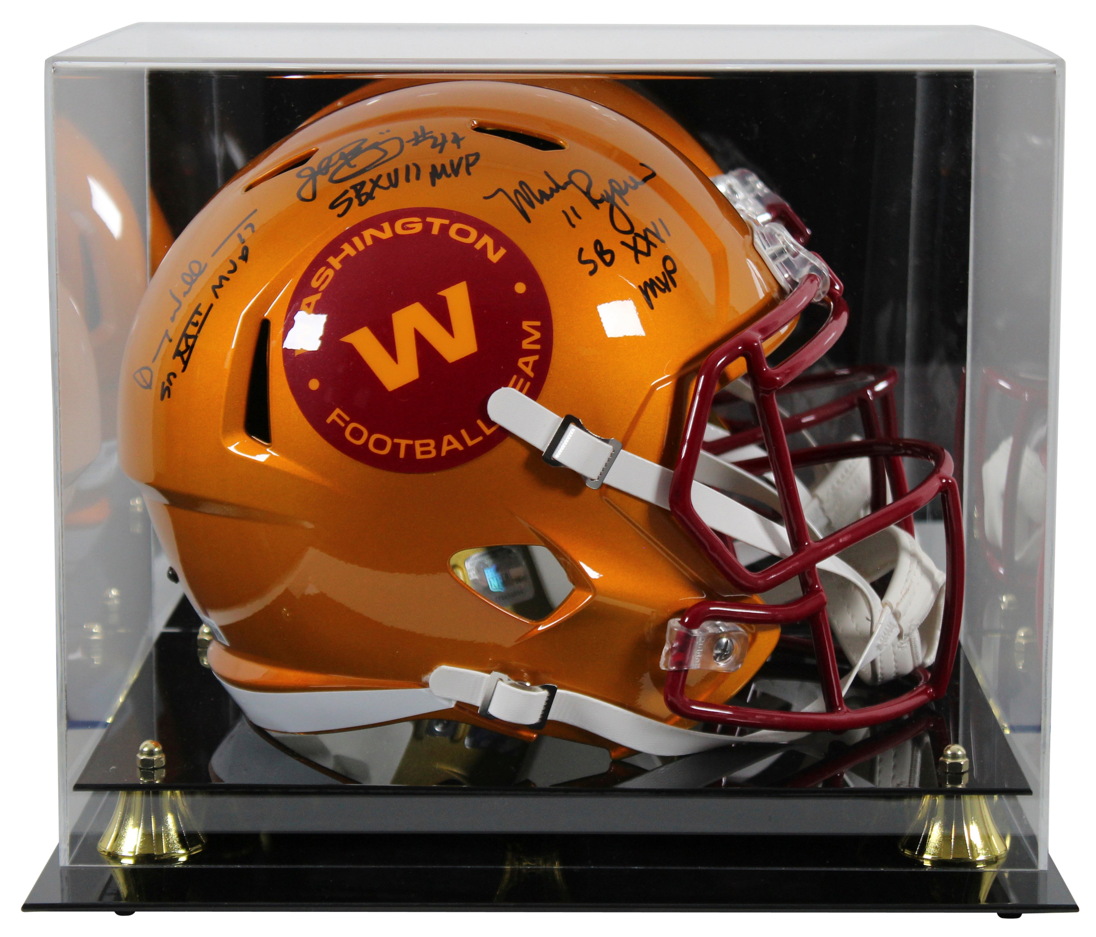 SB MVPs Williams, Rypien & Riggins Signed Flash F/S Speed Rep Helmet w/ Case BAS