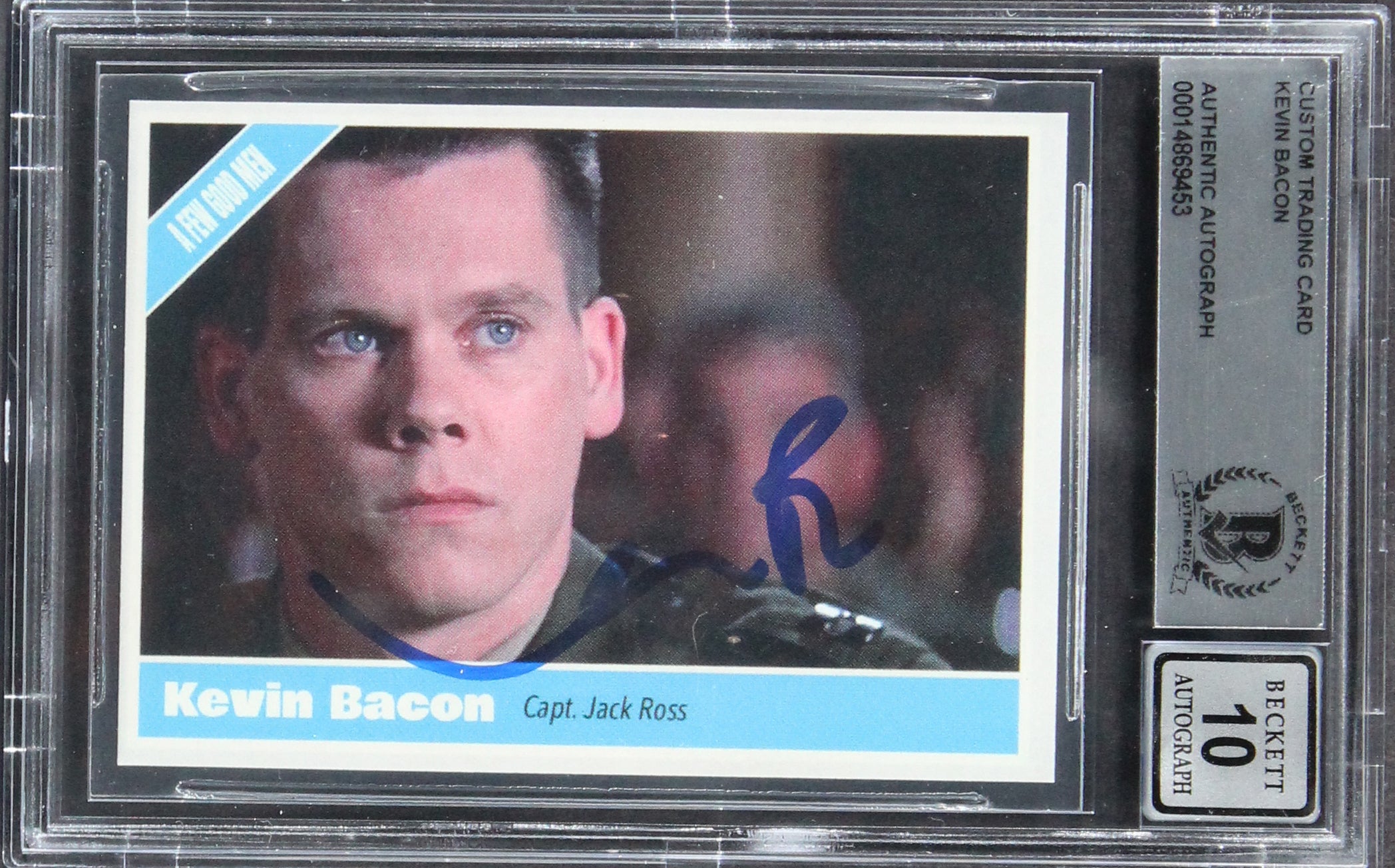Kevin Bacon A Few Good Men Signed Custom Trading Card Auto 10! BAS Slabbed