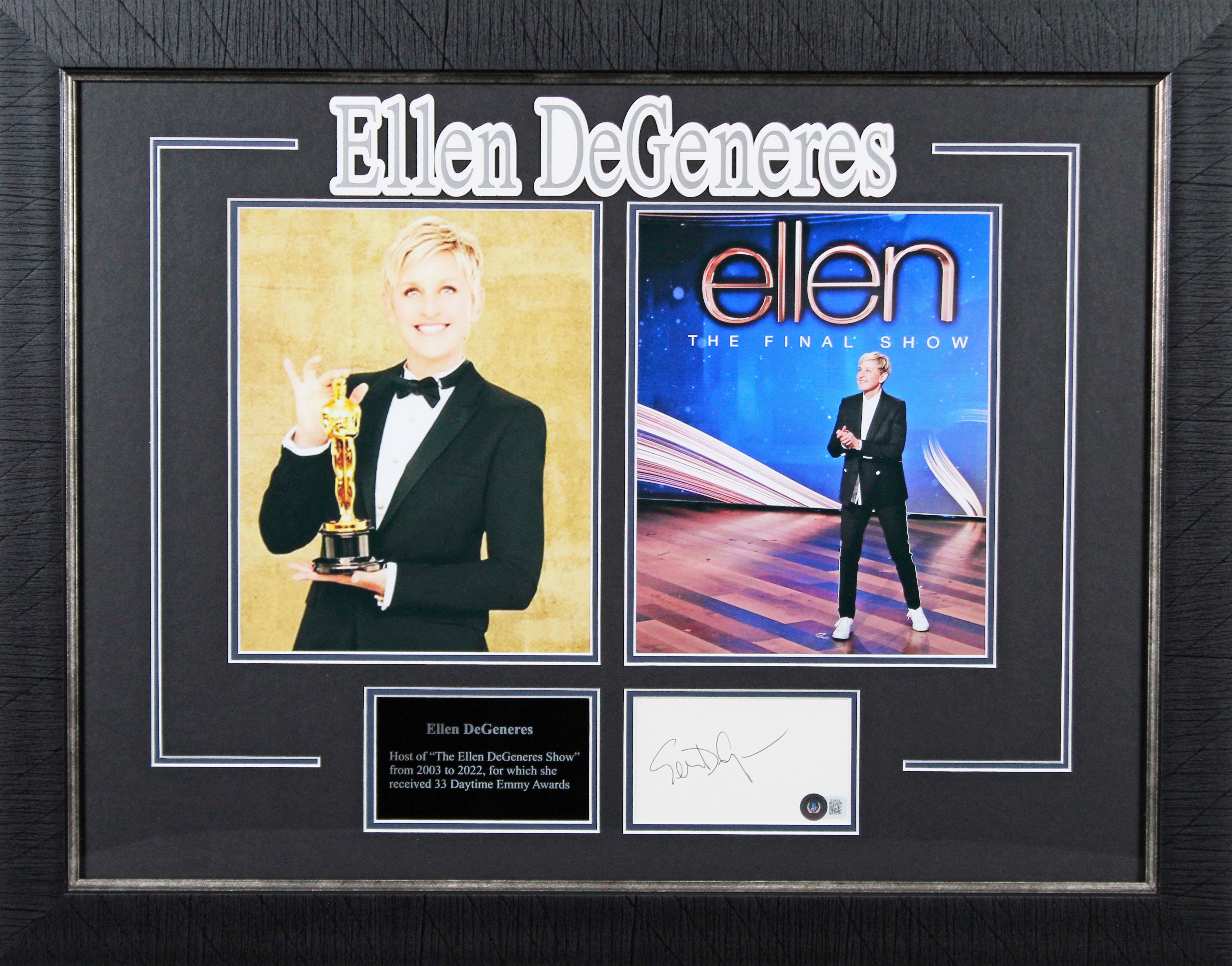 Ellen DeGeneres Authentic Signed & Framed 3x5 Index Card Autographed BAS