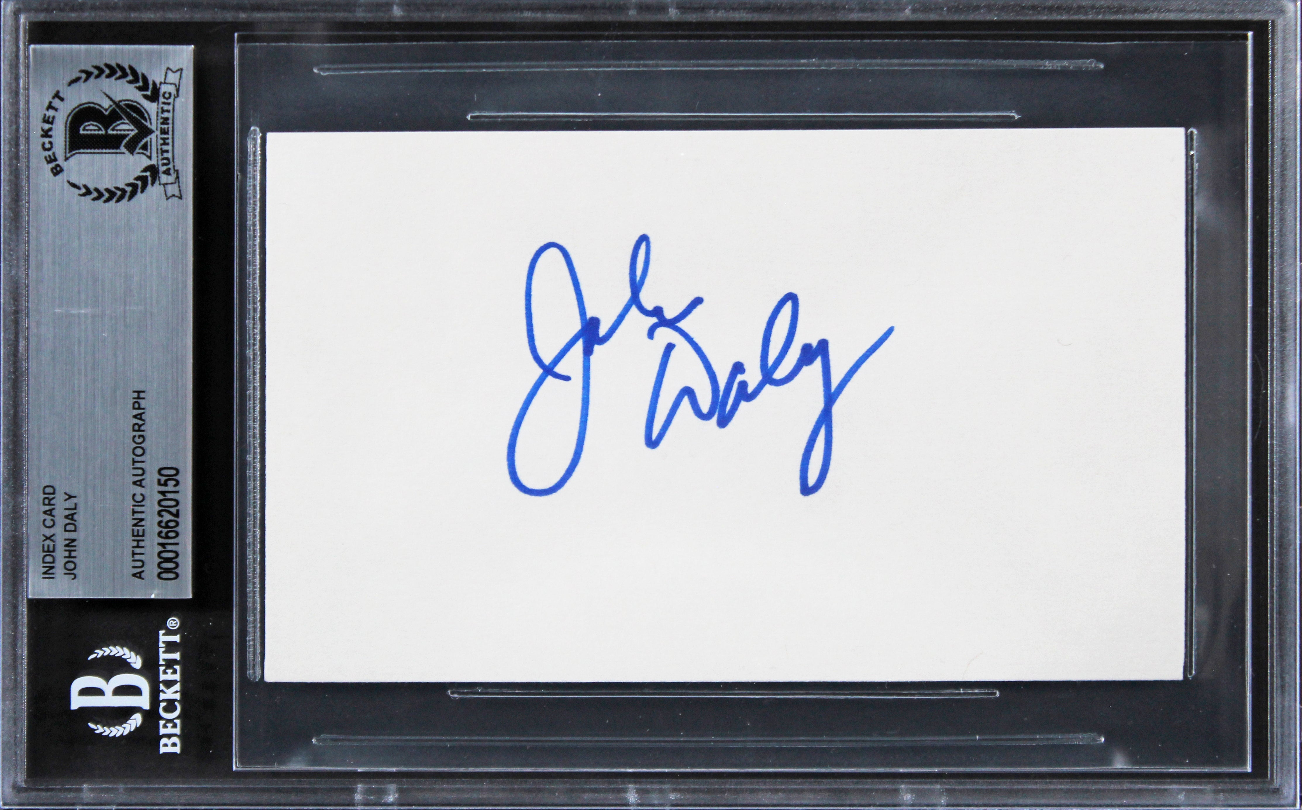 John Daly Golf Authentic Signed 3x5 Index Card Autographed BAS Slabbed