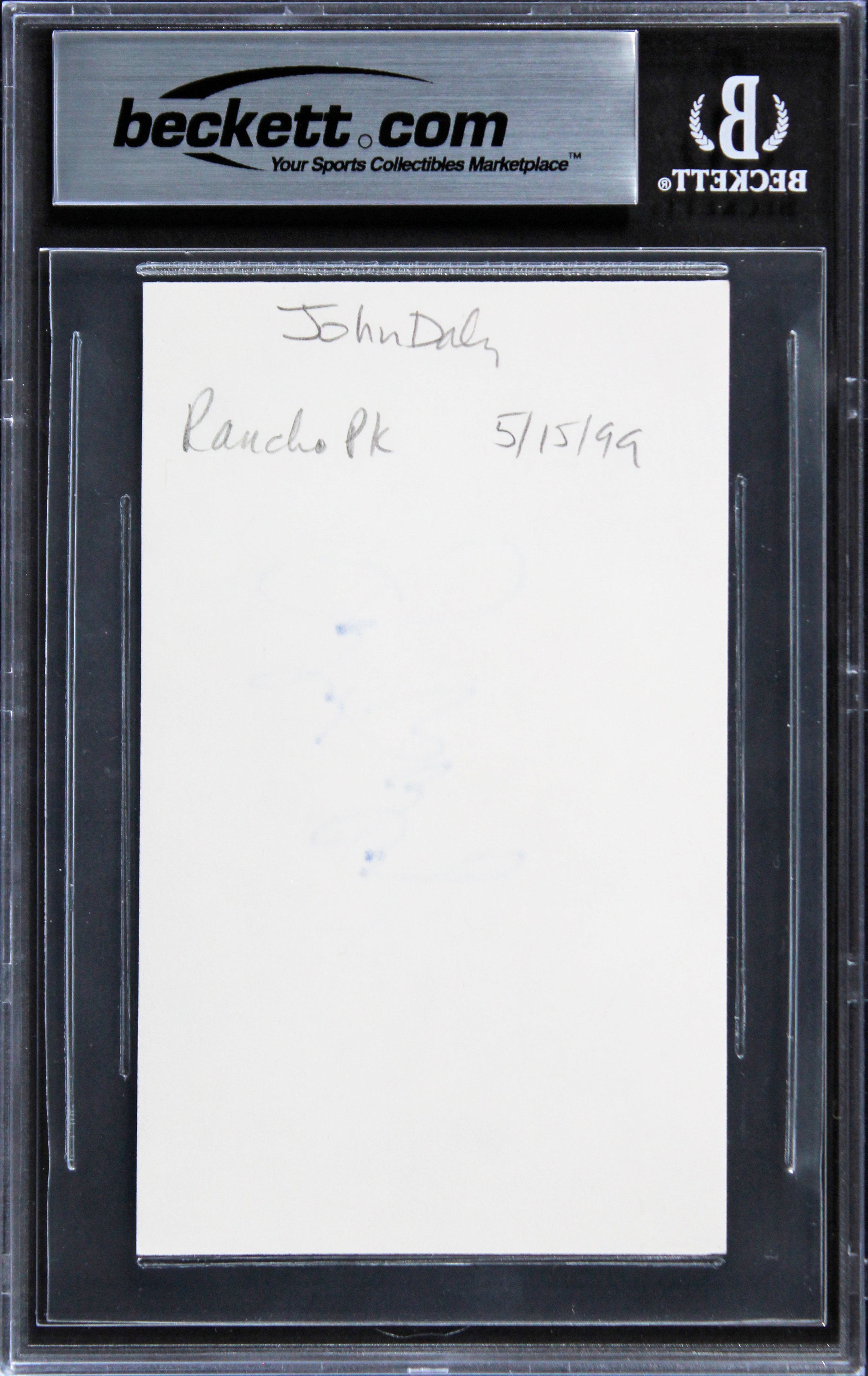 John Daly Golf Authentic Signed 3x5 Index Card Autographed BAS Slabbed