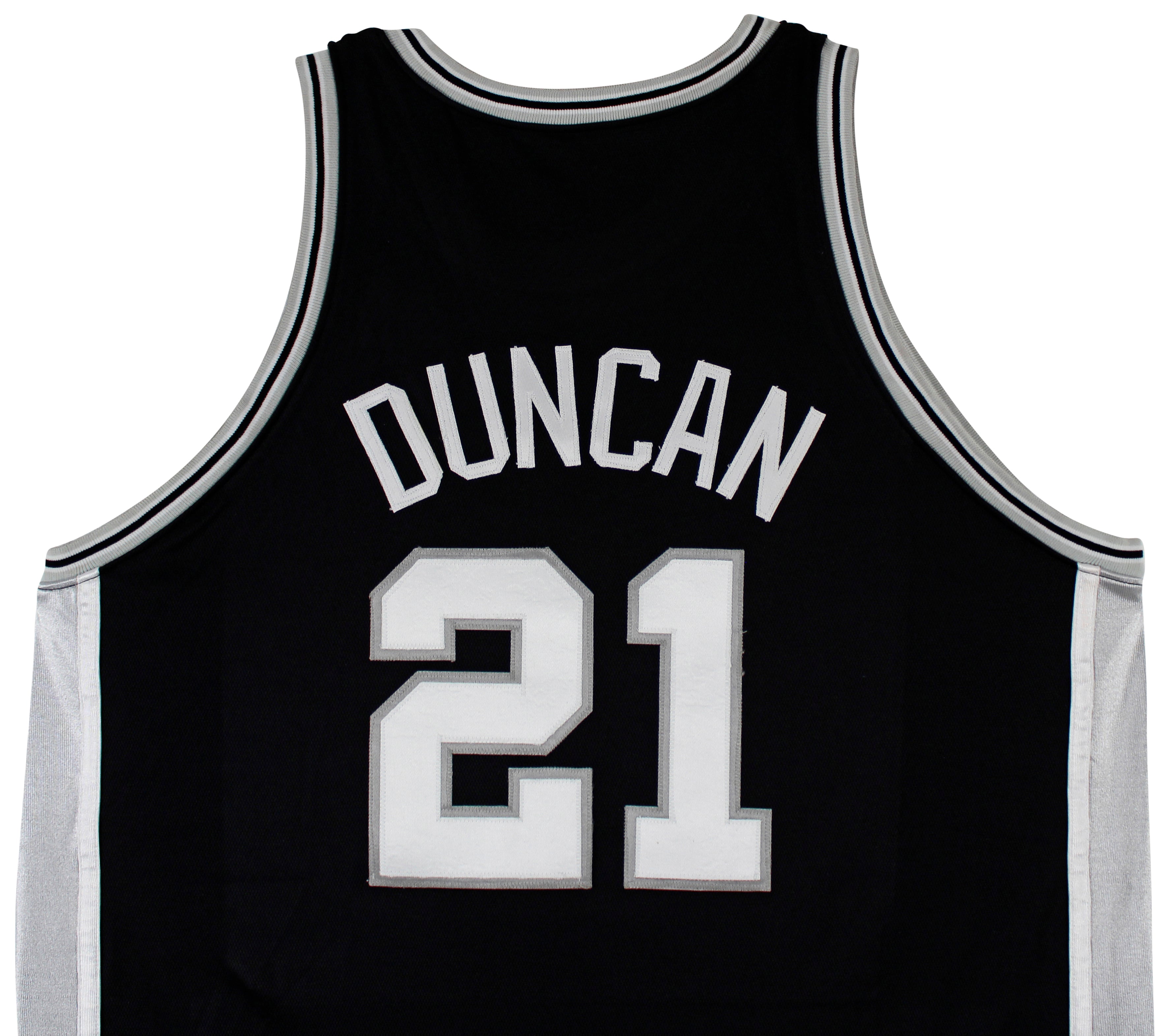 Spurs Tim Duncan 2001-02 Game Worn Nike +4" Extra Length Black Road Jersey