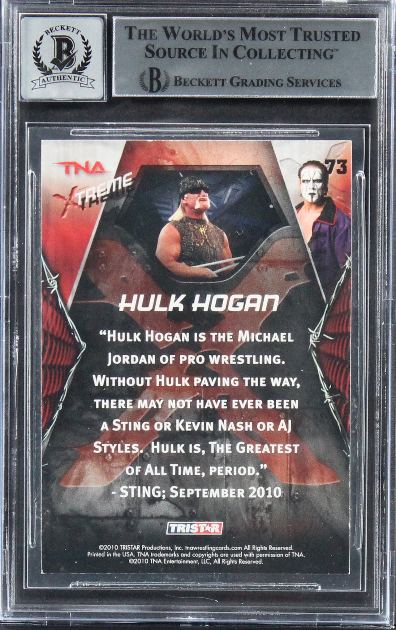 Hulk Hogan Authentic Signed 2010 Tristar TNA Xtreme #73 Card Auto 10 BAS Slabbed