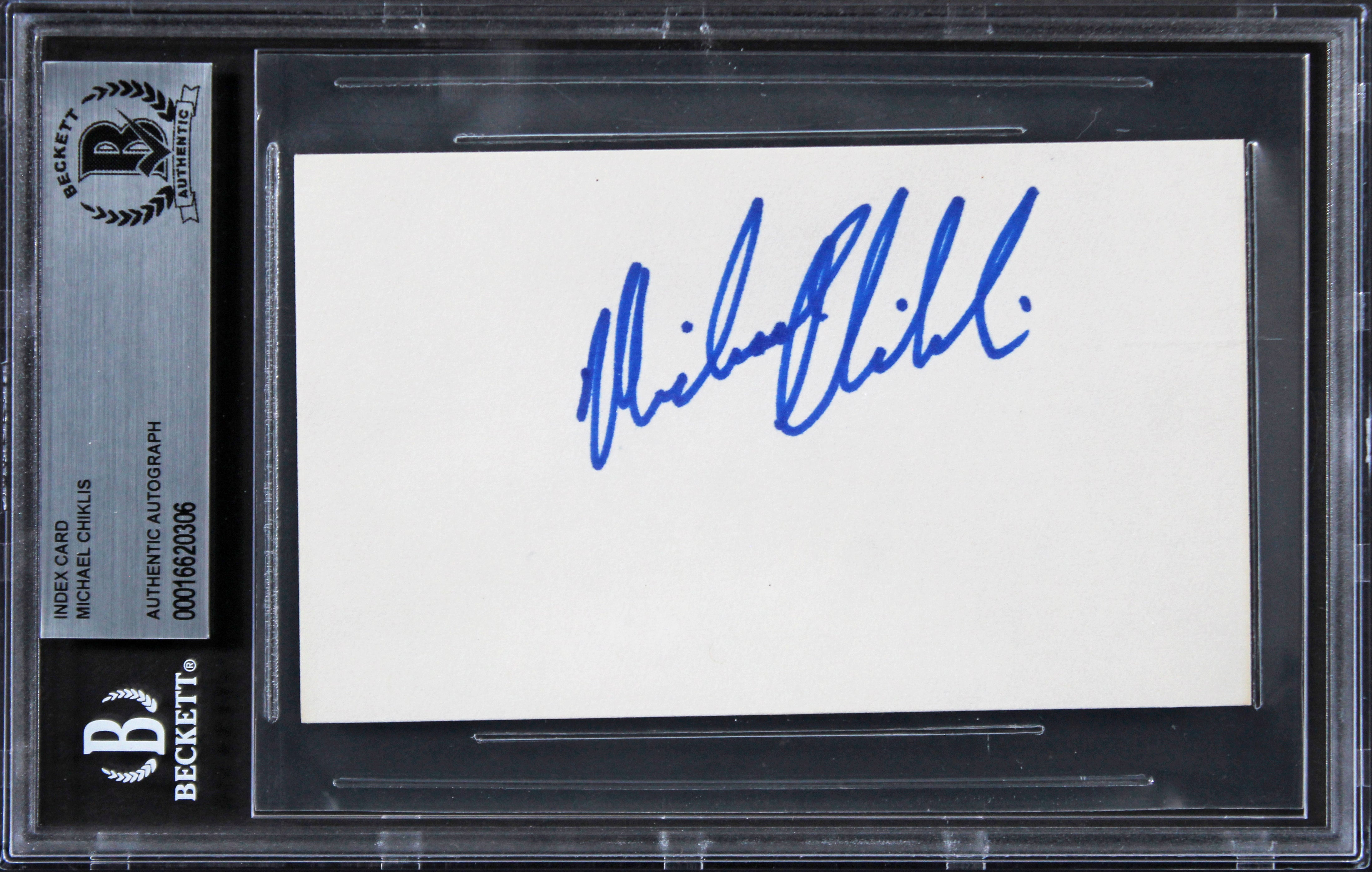 Michael Chiklis The Shield Signed 3x5 Index Card w/ Blue Sig BAS Slabbed