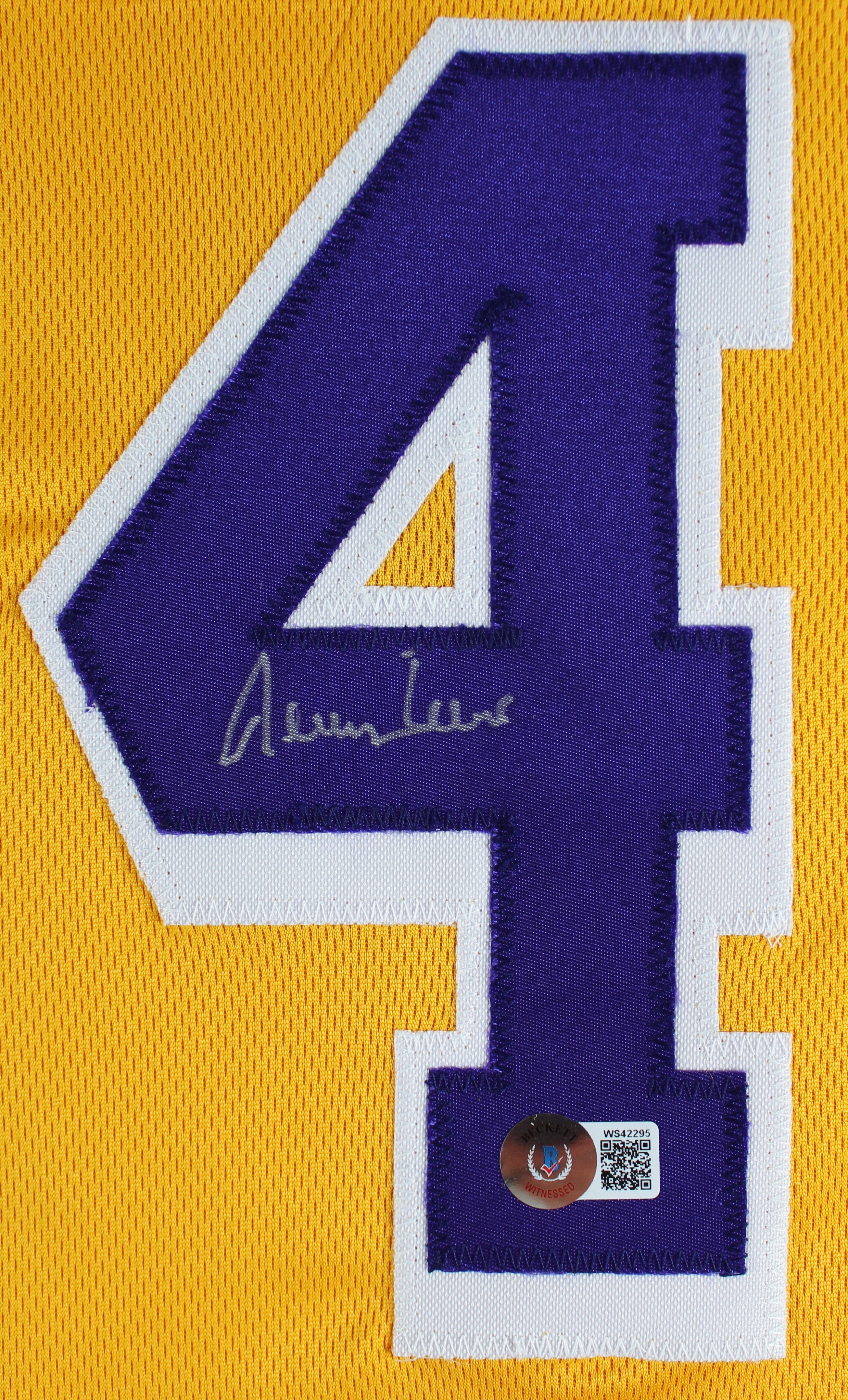 Jerry West Authentic Signed Yellow Pro Style Jersey w/ Purple #'s BAS Witnessed