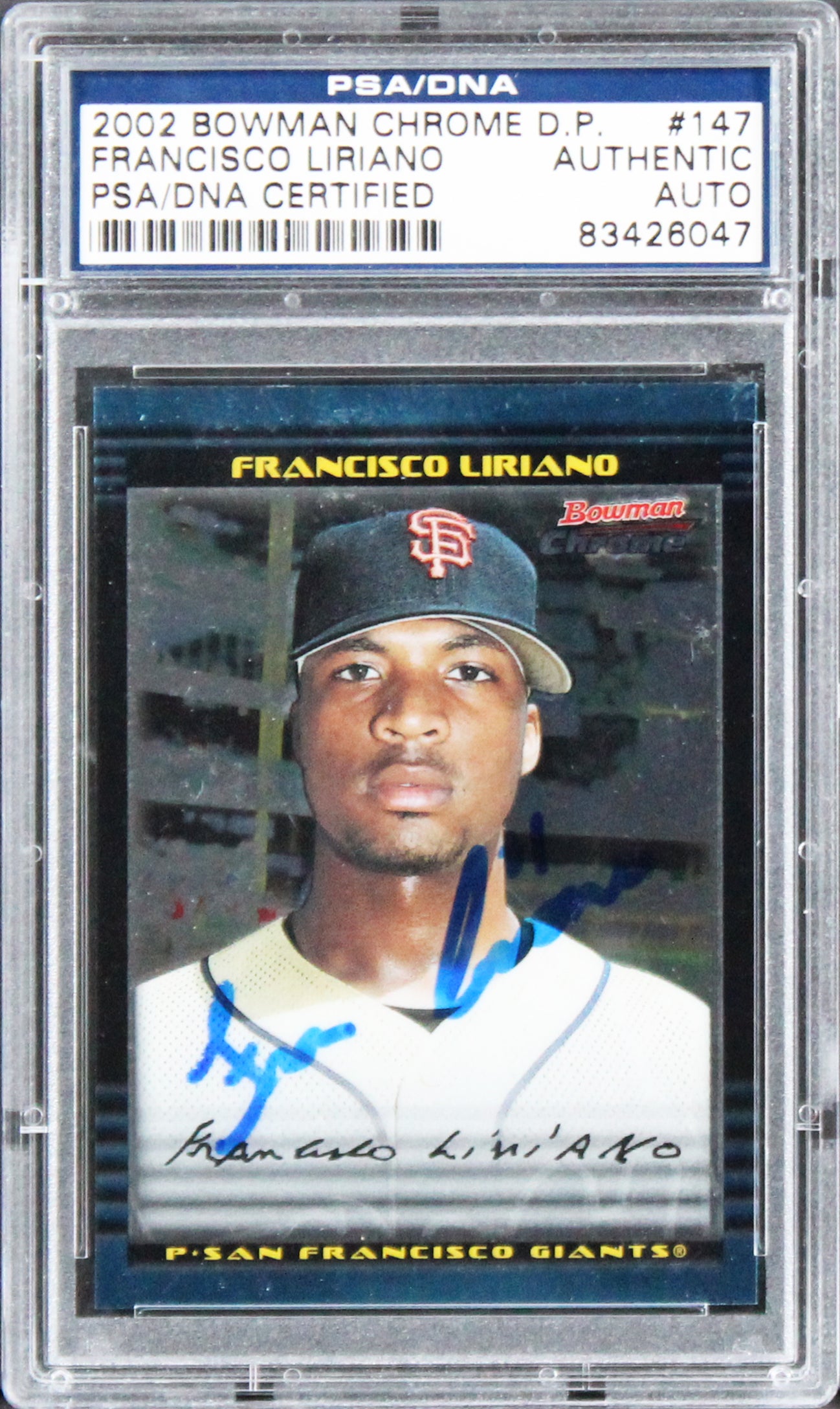 Francisco Liriano Signed Card 2002 Bowman Chrome Rookie #147 PSA/DNA Slabbed