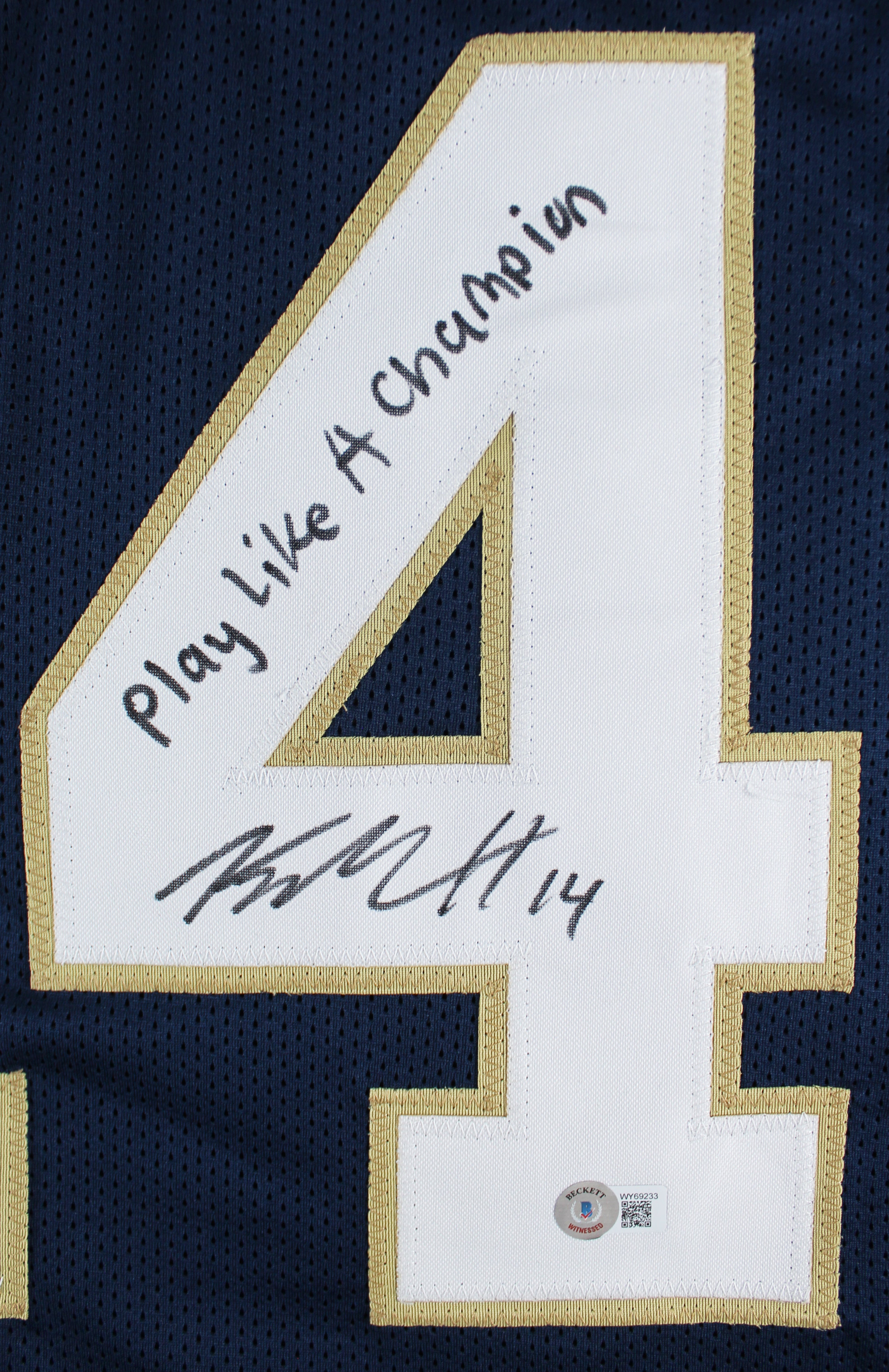 Notre Dame Kyle Hamilton "PLAC" Signed Navy Blue Pro Style Jersey BAS Witnessed