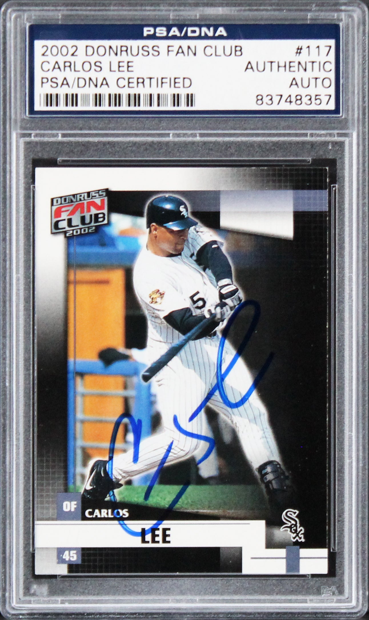 White Sox Carlos Lee Signed Card 2002 Donruss Fan Club #117 PSA/DNA Slabbed