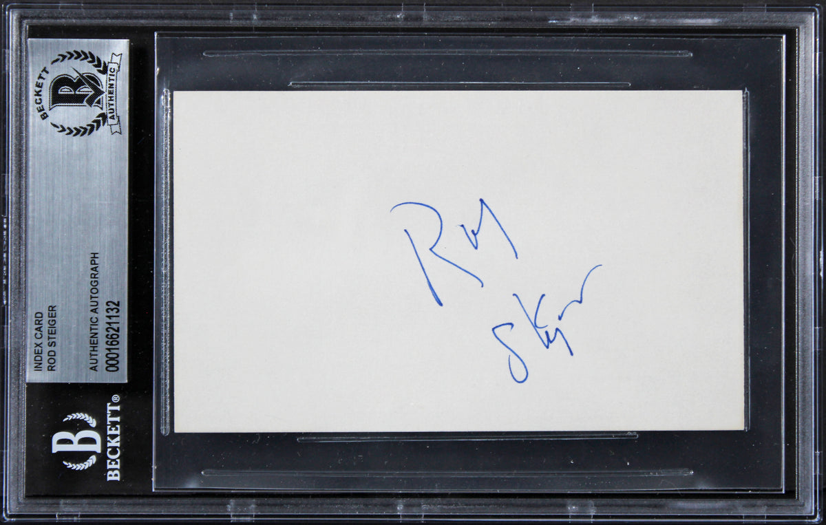 Rod Steiger In The Heat of the Night Signed 3x5 Index Card BAS Slabbed 7