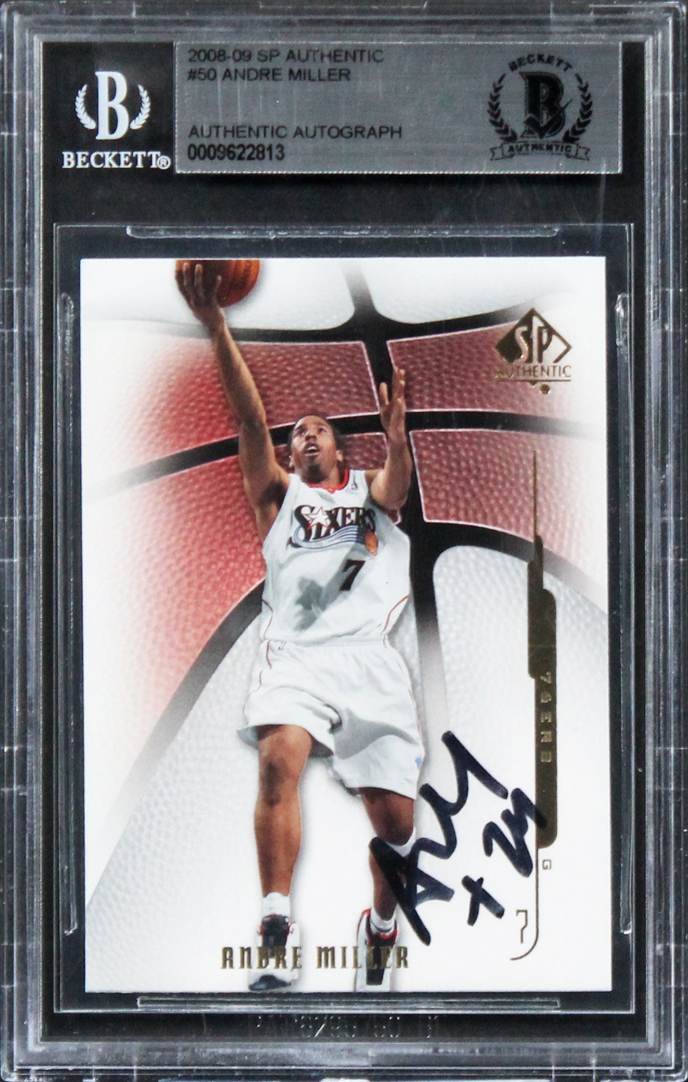 76ers Andre Miller Authentic Signed Card 2008 SP Authentic #50 BAS Slabbed