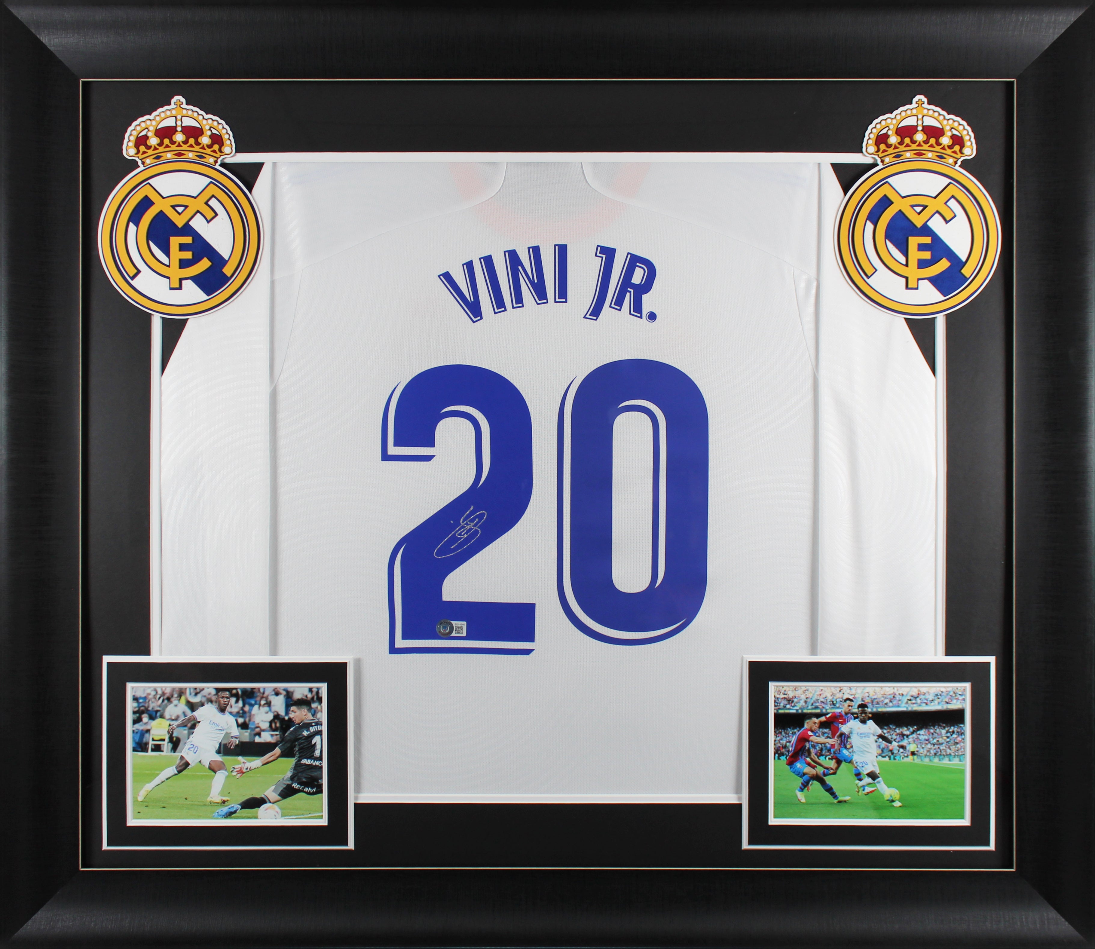 Real Madrid Vincius Viní Jr. Authentic Signed White Adidas Framed Jersey BAS