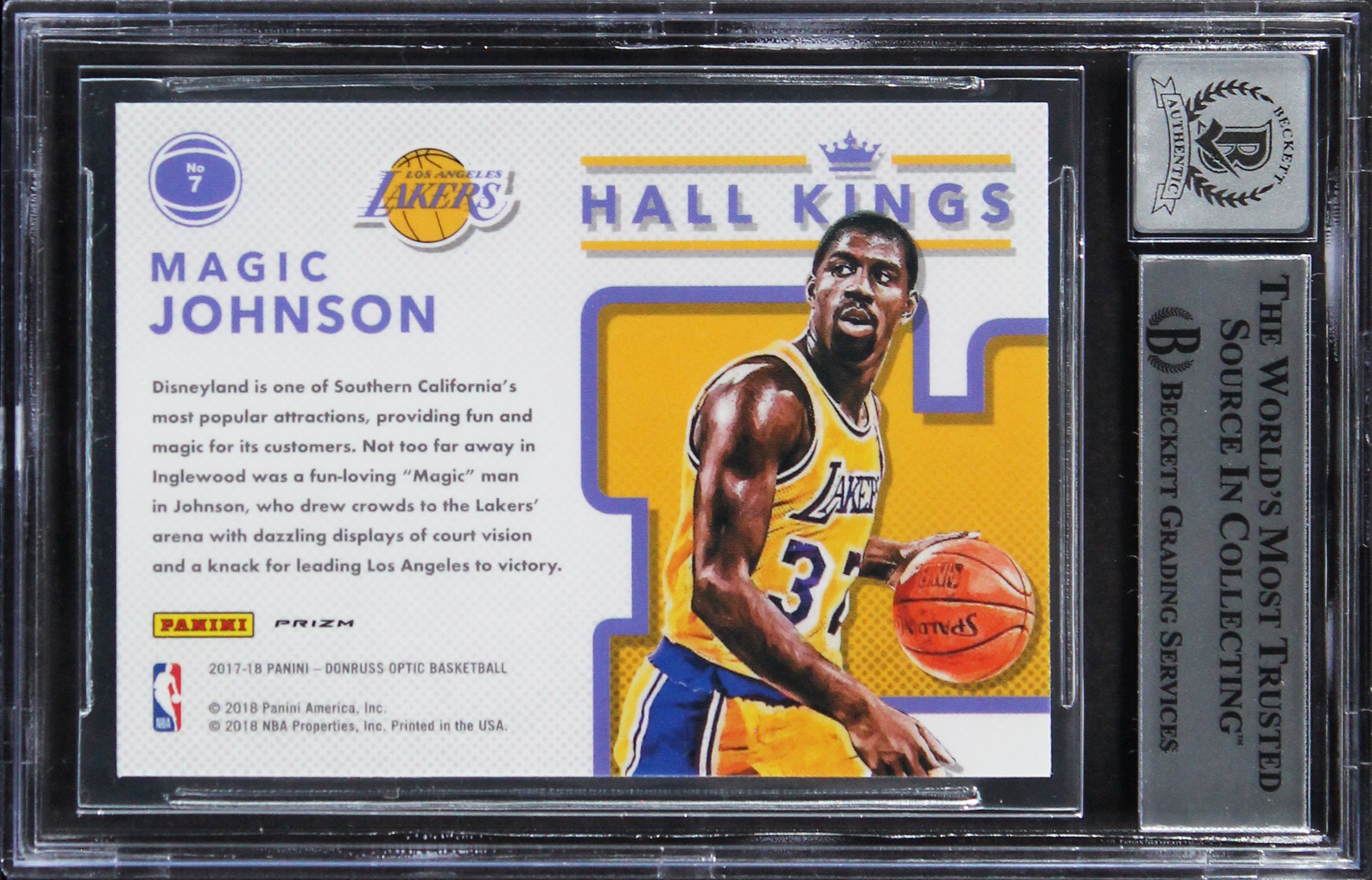 Magic Johnson Signed 2018 Donruss Optic Hall Kings Holo #7 Card Auto 10 BAS Slab
