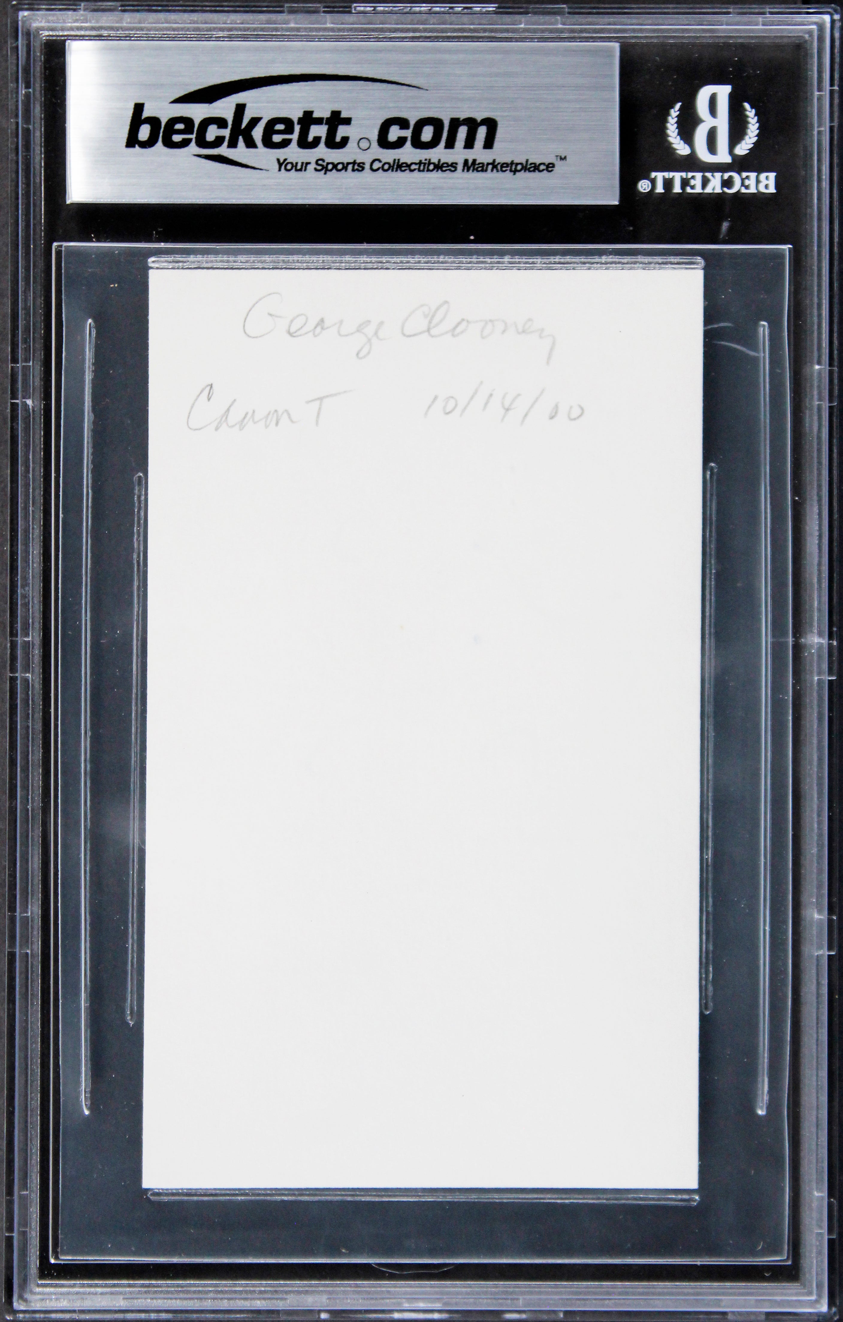 George Clooney Ocean's 11 Authentic Signed 3x5 Index Card BAS Slabbed 2