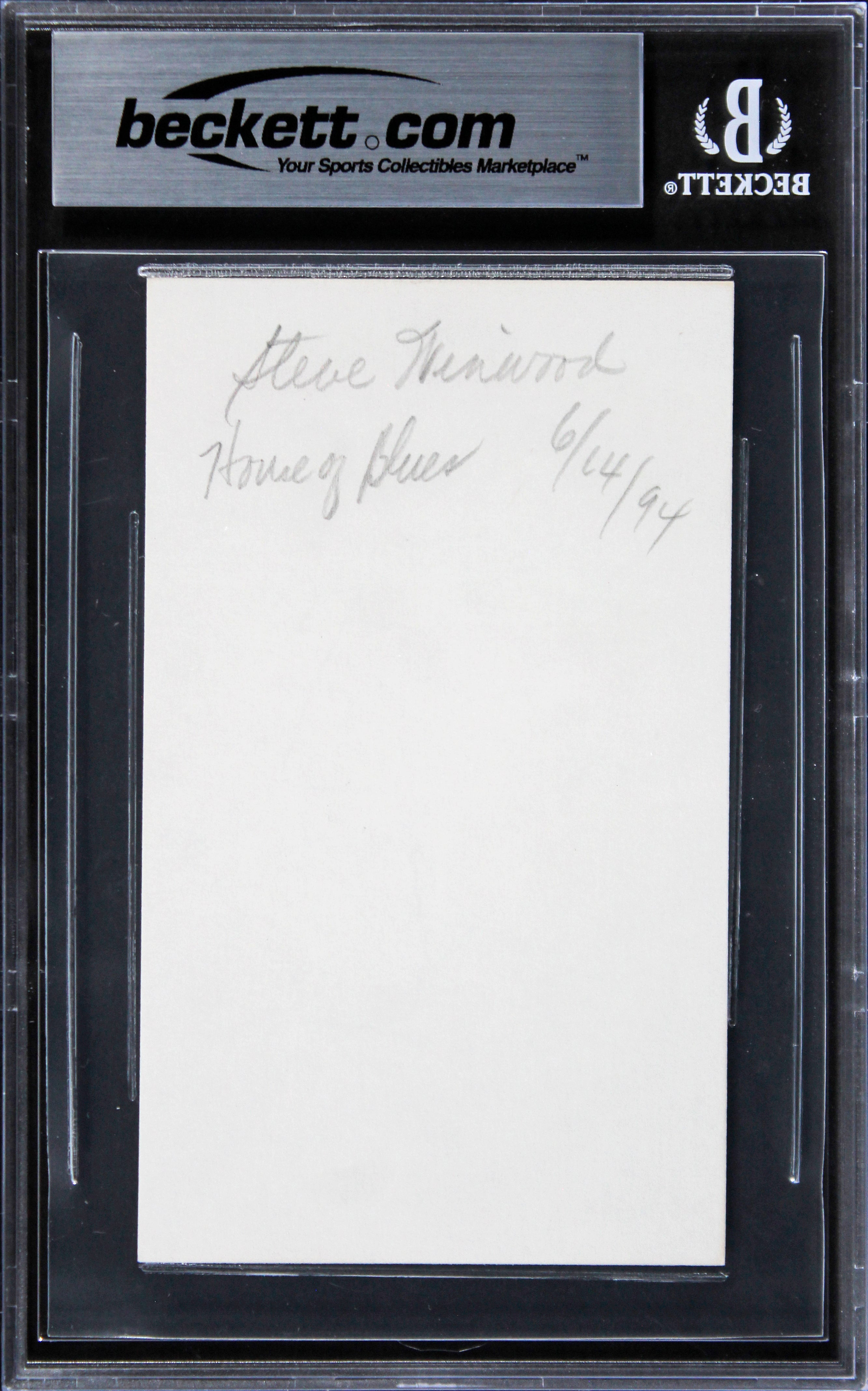 Steve Winwood Musician Authentic Signed 3x5 Index Card Autographed BAS Slabbed